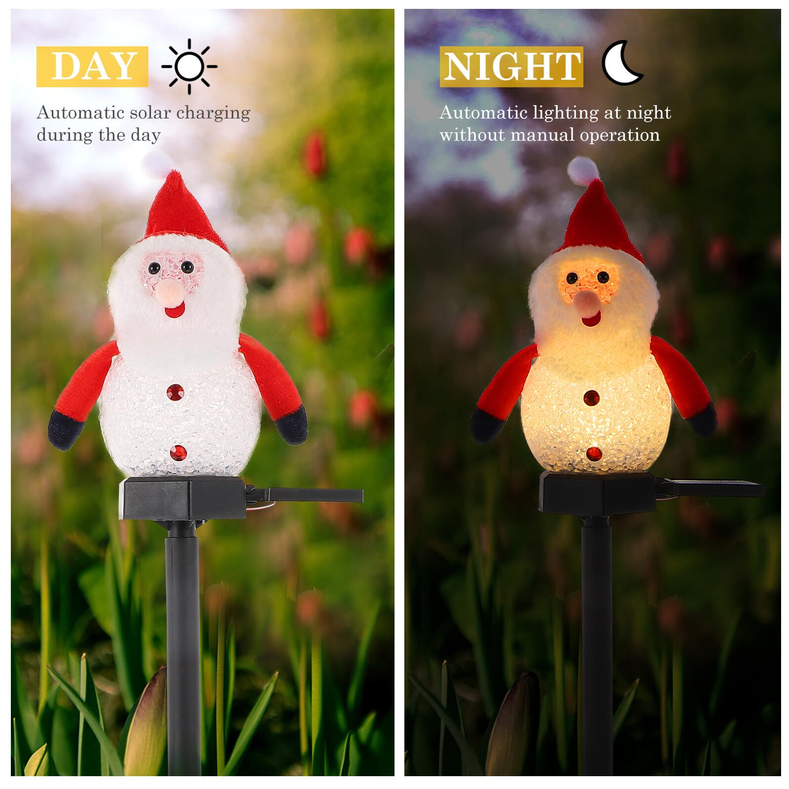 2pezzi Luce Solare Natalizia Decorativa per Esterni Ornamento Luminoso Solare Creativo Lampada da Giardino Luce da Prato per Natale