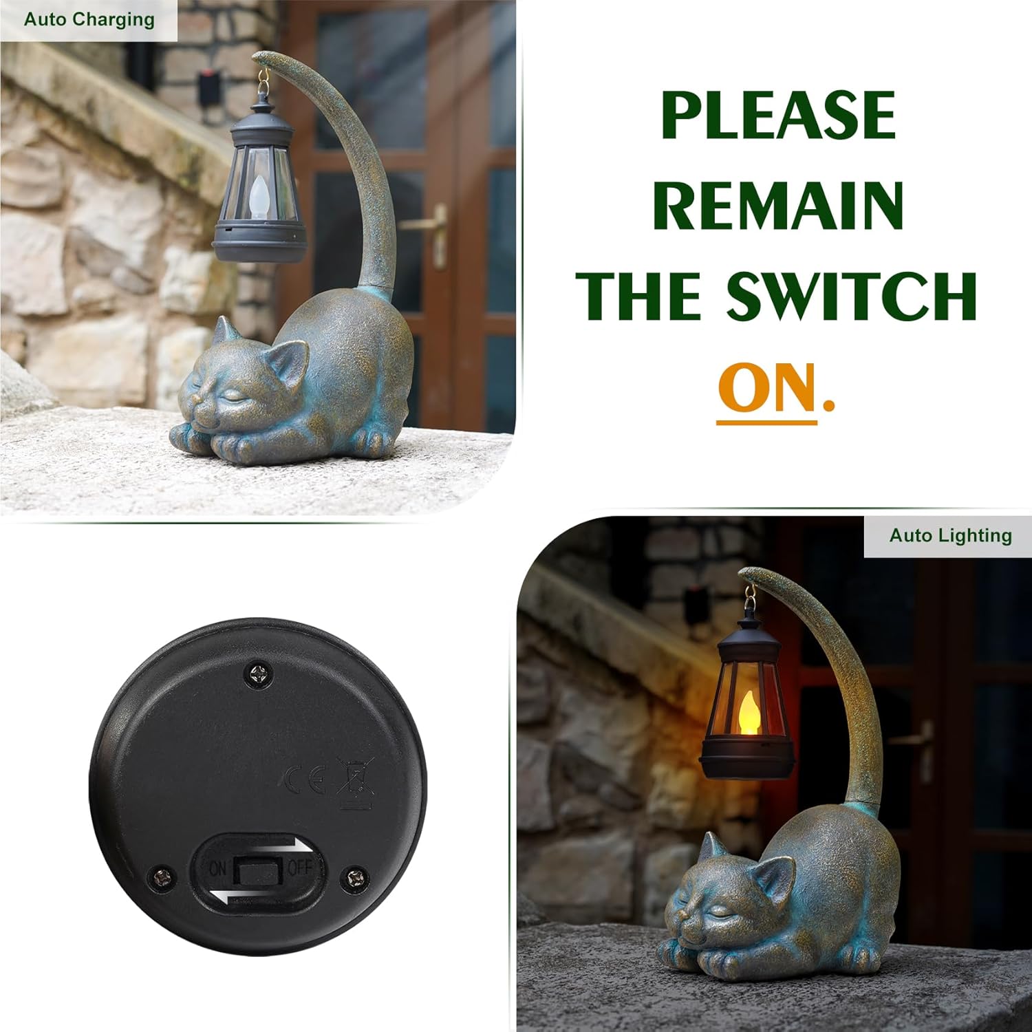 MININOVA Solar Garden Statues Cat Figurine with Solar Light Outdoor Decorations for Patio Yard Lawn Ornament Outdoor Housewarming Birthday Gift for Mom Grandma Friends - Image 5