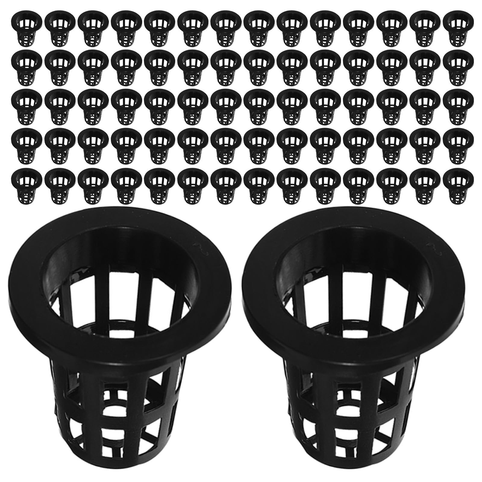Macetas de red hidroponía Toddmomy pack de 100 unidades en plástico negro ventilado para raíces