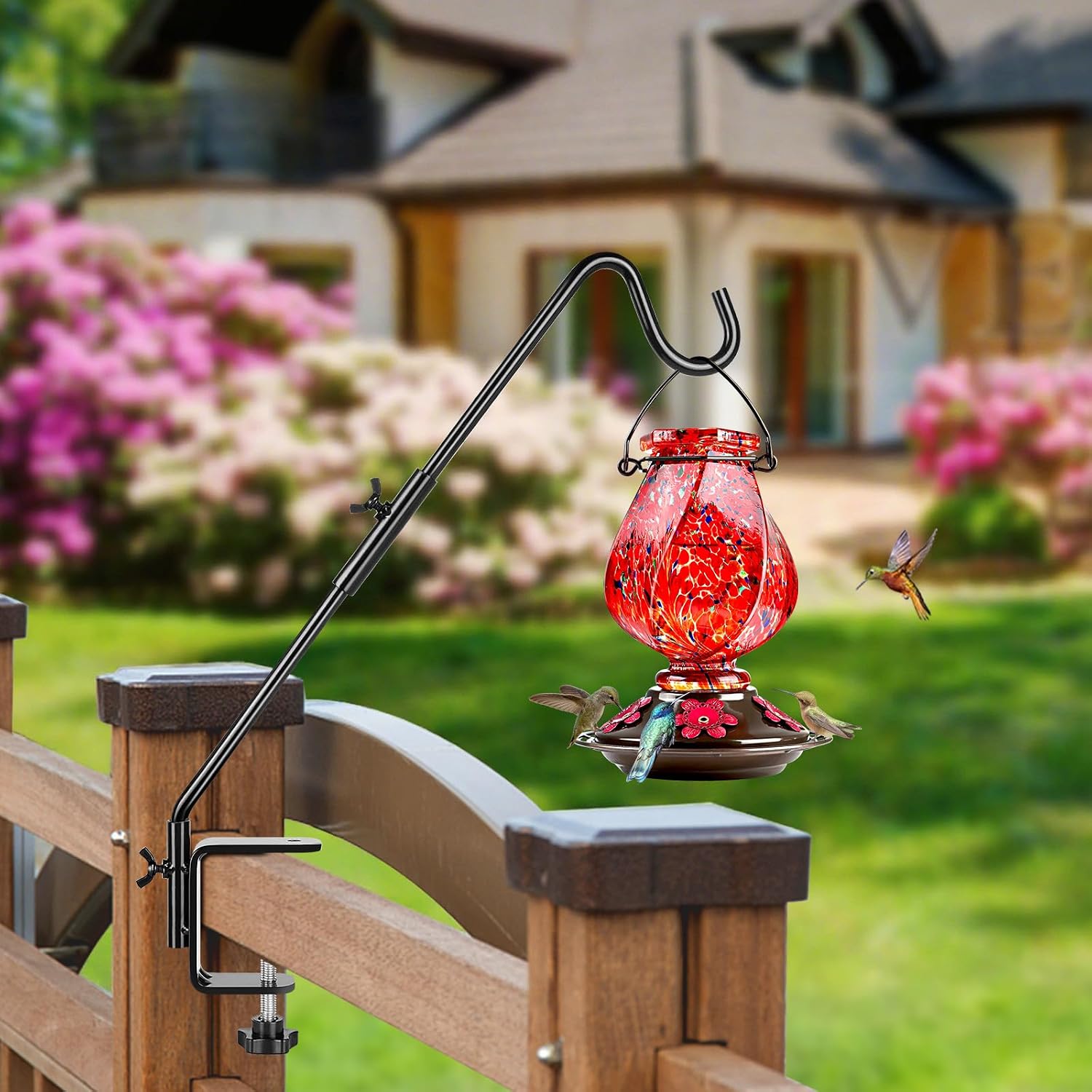 BOLITE Deck Hook, 20 Inch Bird Feeder Hanger for Hummingbird Feeders, Black