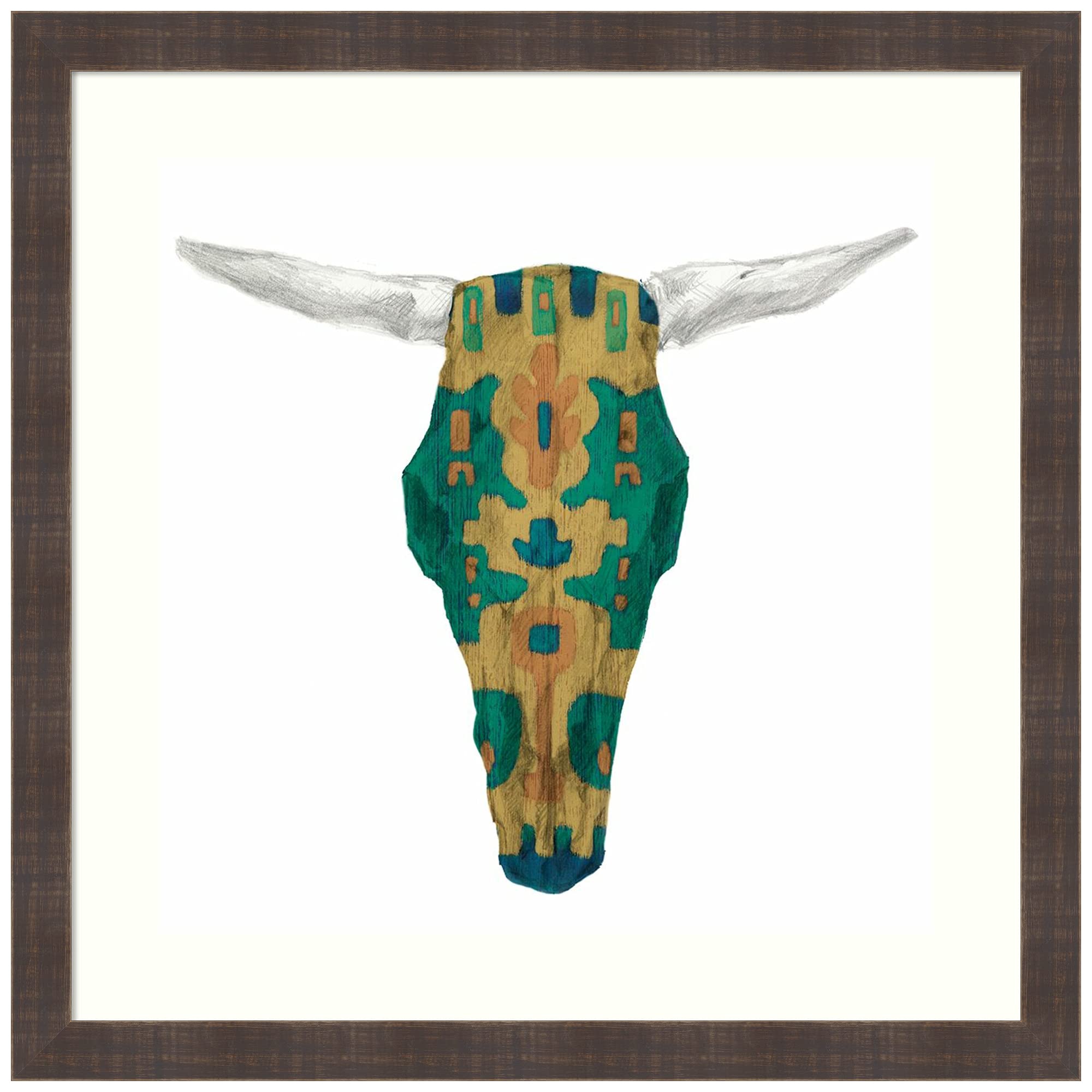 Amanti Art Wood Framed Wall Art Print Day of The Dead Skull Mount VI by Studio W (26.25 in. W x 26.2