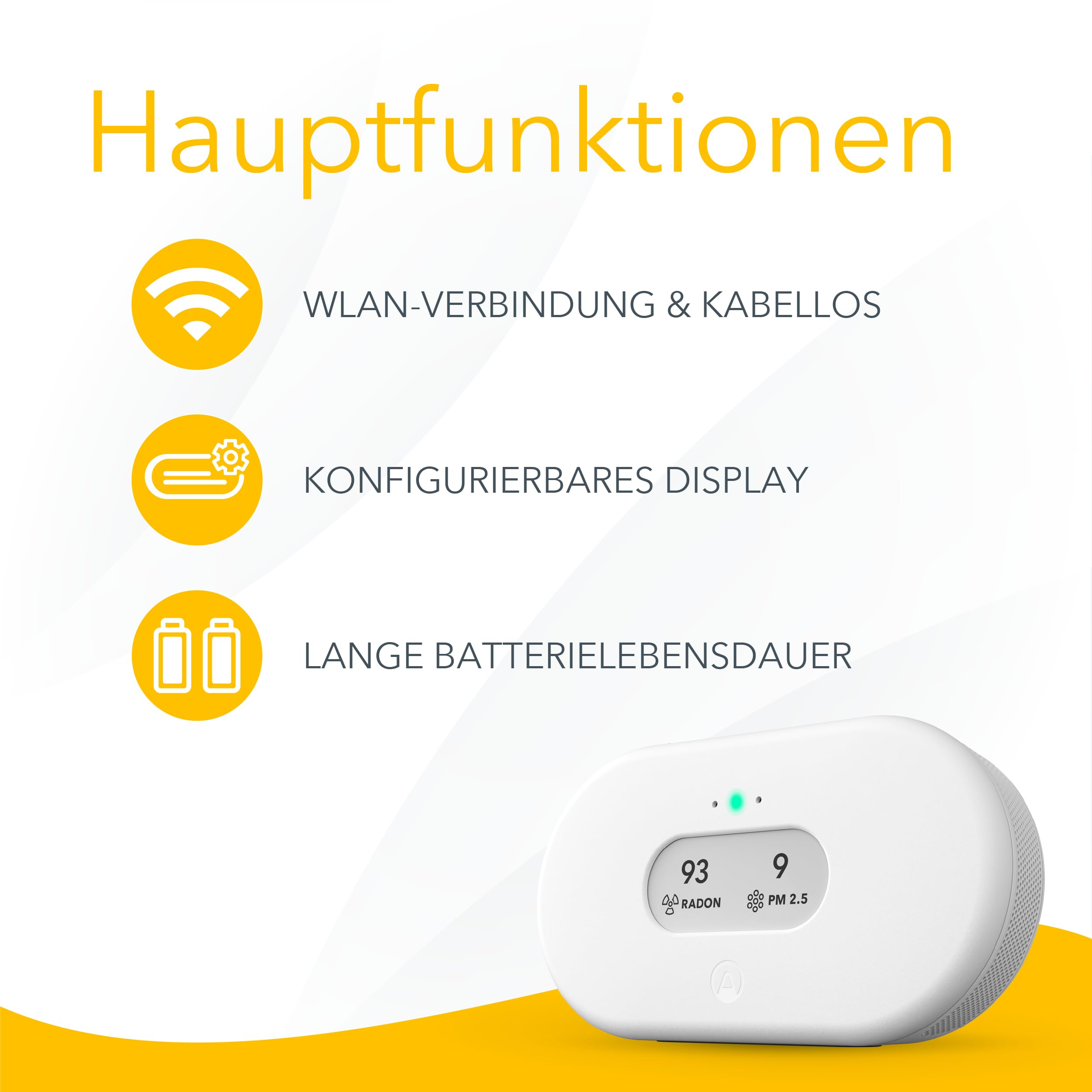 Airthings View Plus Radon Luftqualität Messgerät Feinstaub CO2 VOC
