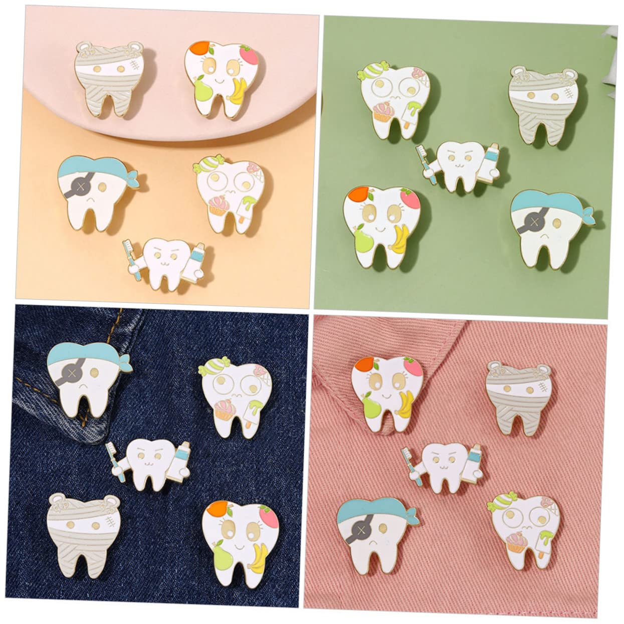 10 Stk Zahn Brosche Kleiderverzierungsbrosche Damen Hüte Broschen Anstecknadeln Anzug Reversnadel Pin-Ästhetik Anzugbrosche Schalnadel Zähne Stift schmecken Abzeichen Zinklegierung