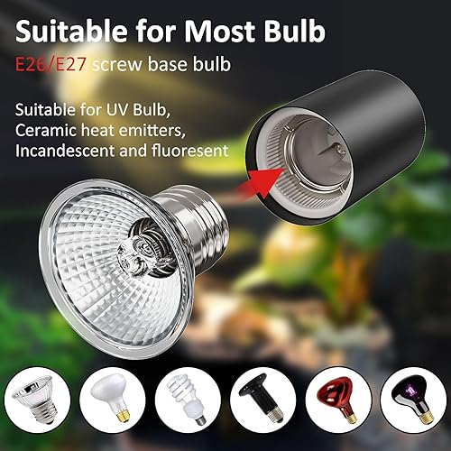 Miniatura 5 de Glovv Lámpara de calor de reptiles con abrazadera, paquete de 6 lámparas de calor de tortuga UVAUVB luz 255075 W, temporizador giratorio de 360 de