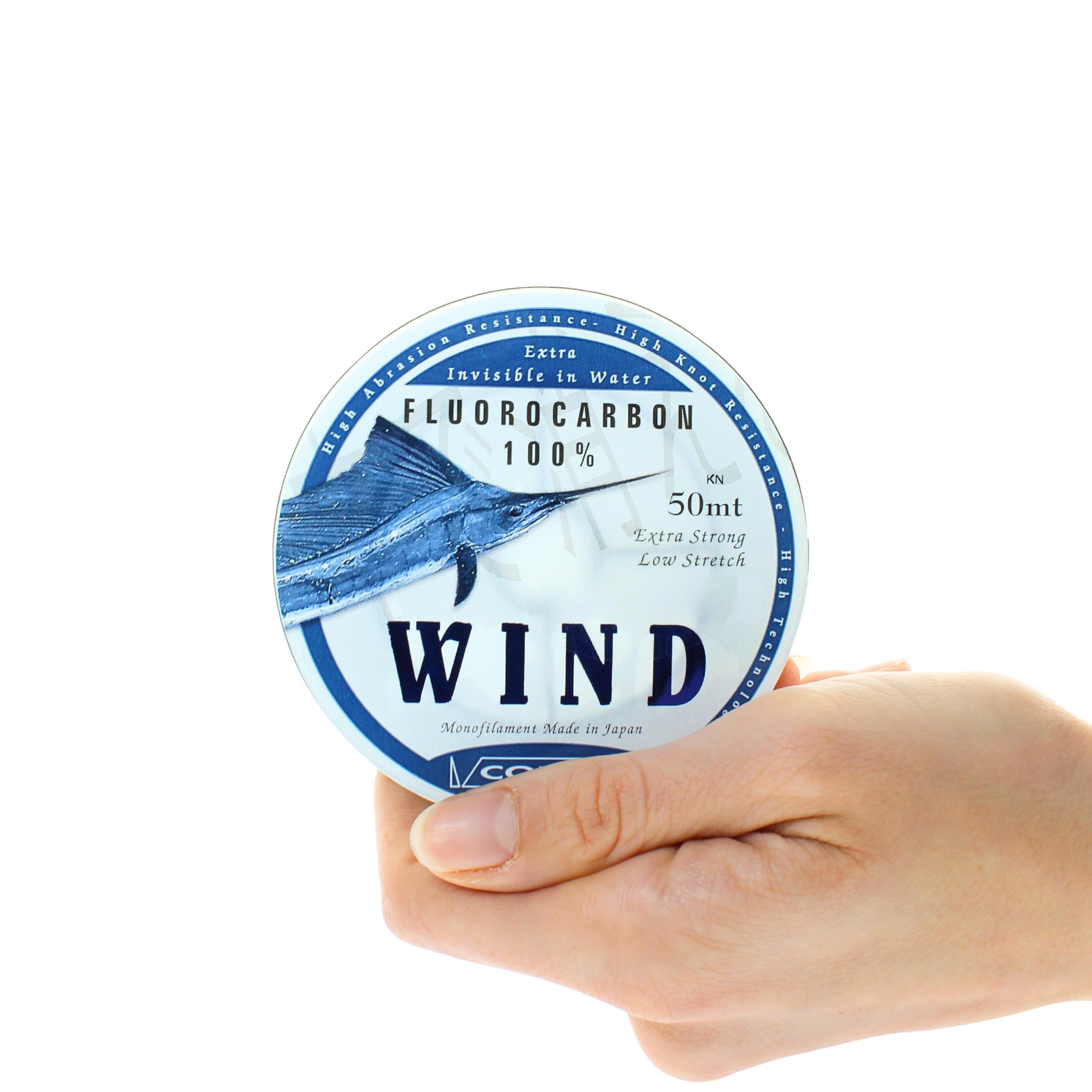 Colmic – Hilo Fluorocarbono Wind 100% Invisible en el Agua – Bobina de 50 m – Alta Resistencia, Low Stretch, Extra Strong – Fabricado en Japón – Ideal para Pesca en mar y Agua Dulce