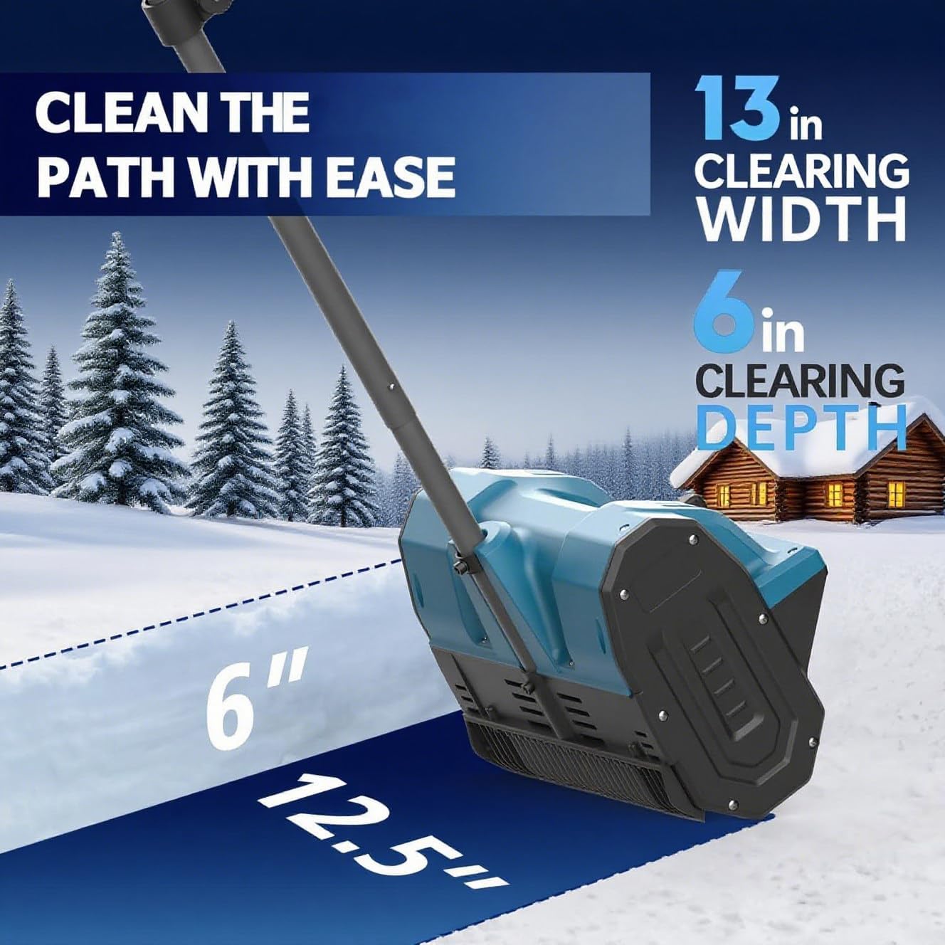 Electric Snowplow, Handheld Snowplow, Lightweight for Home use, Cordless, Rechargeable Snowplow, Safety Switch, Snow Removal Tool, Suitable for All Surfaces, Foldable Snowplow. Onebattery