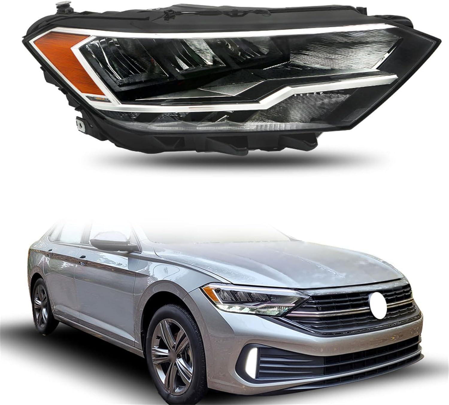 Headlight Headlamps Right Replacement for 2019-2023 GLI/SEL/SE/S Non-Projector Headlamp VW2503174, 17A941036E