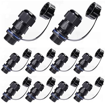10PCS Panel Mounting RJ45 Waterproof Connector Cat5/5e/6 Ethernet LAN Cable Coupler with Waterproof/Dust Cap Cover for Outdoor Network