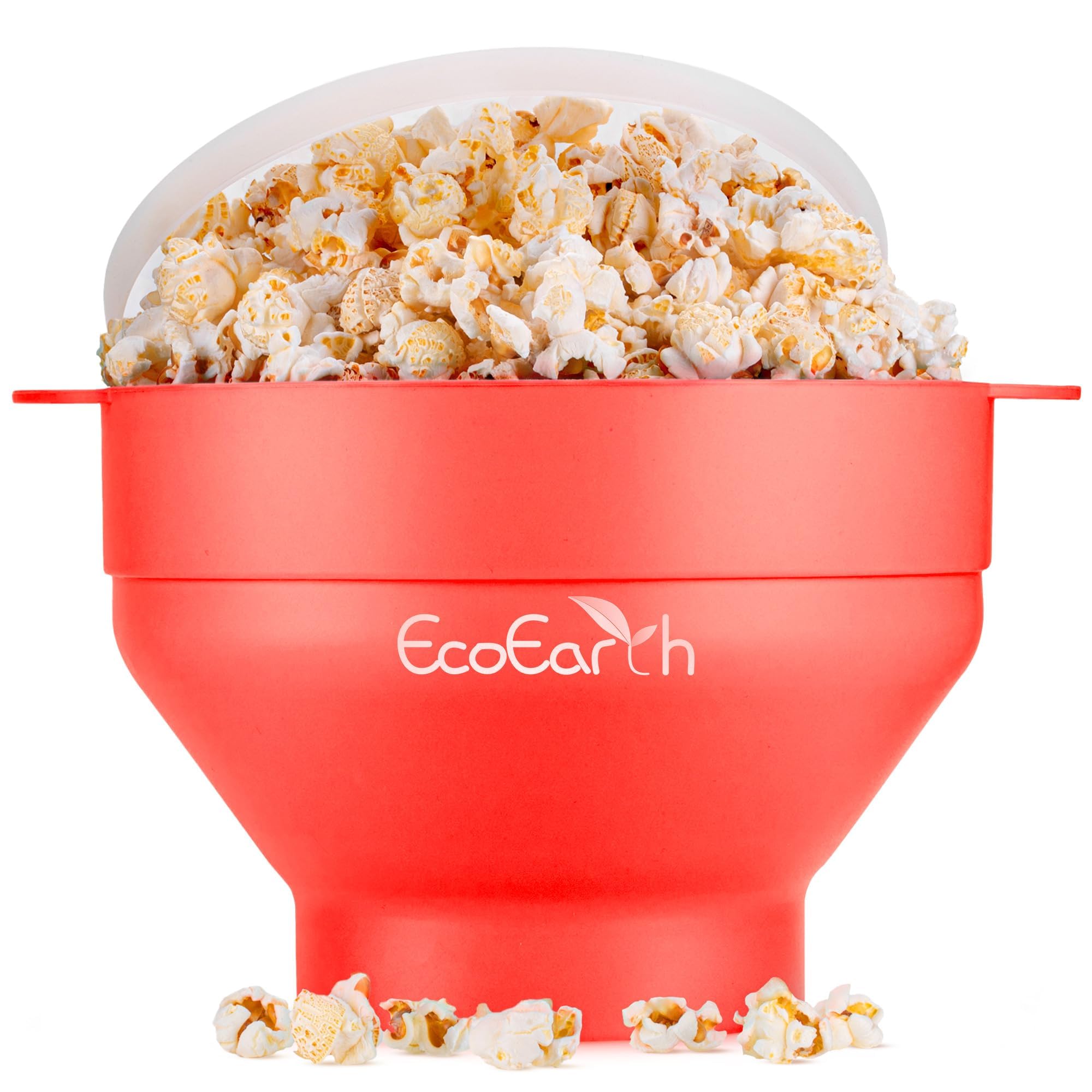 EcoEarth Microwave Popcorn Maker, Collapsible Food-Grade Silicone Popcorn Popper Bowl w/ Lid, Hot Air Popper, Red Pepper