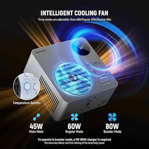 Miniatura 43 de NEEWER HB80C RGBWW - Luz de video LED con batería integrada de 72 Wh y carga rápida PD de 100 W, iluminación de salida continua COB Mini RGB de 80