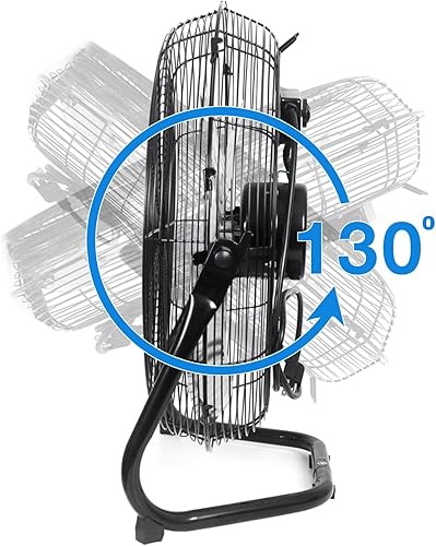 Miniatura 4 de KEN BROWN Ventilador de piso de pedestal de 20 pulgadas 6000CFM, ventilador oscilante, altura ajustable, 3 velocidades, aspas de aluminio,