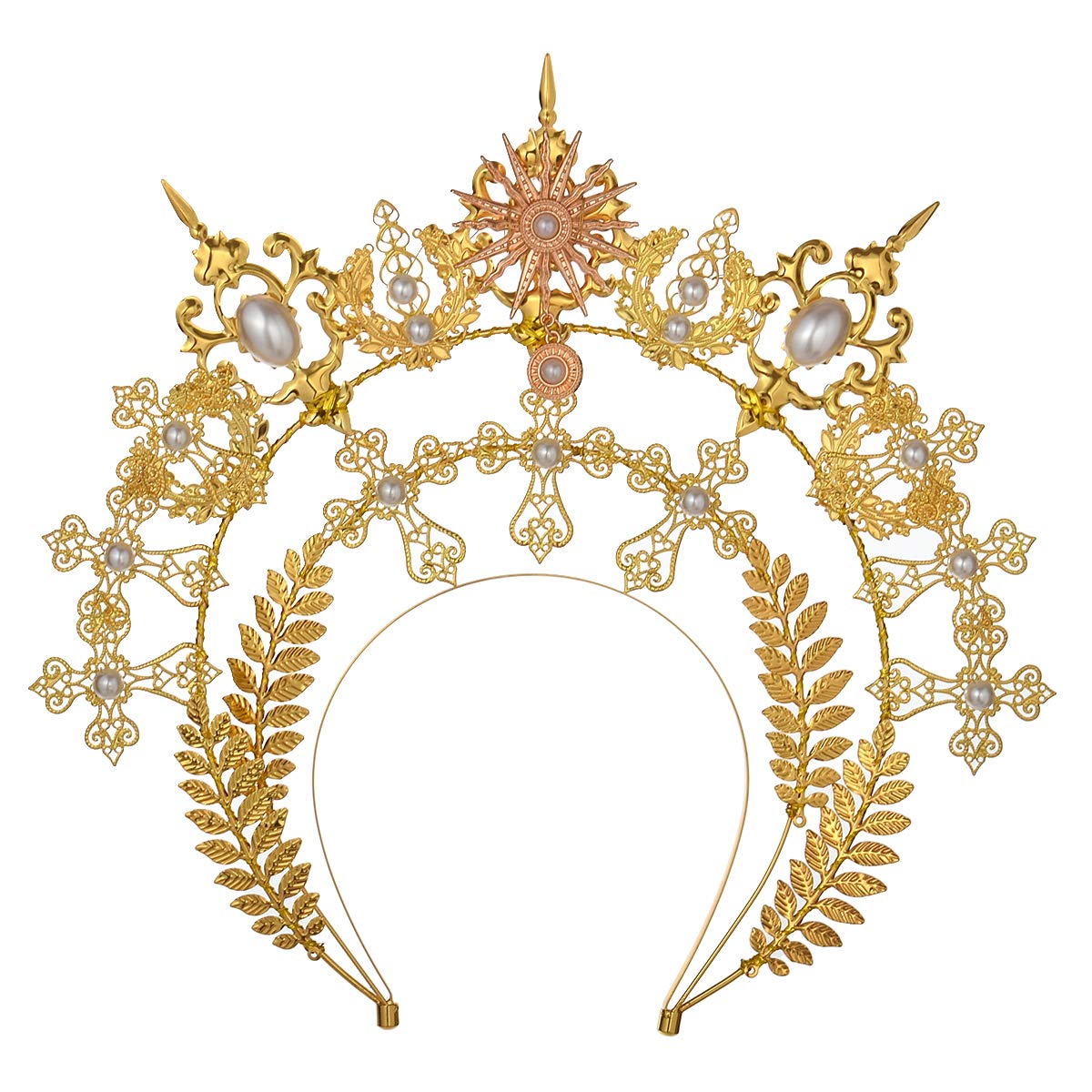 BLESSUME Mary Halo Corona Fascia Dea Oro Donne Costume Copricapo (Oro 3)