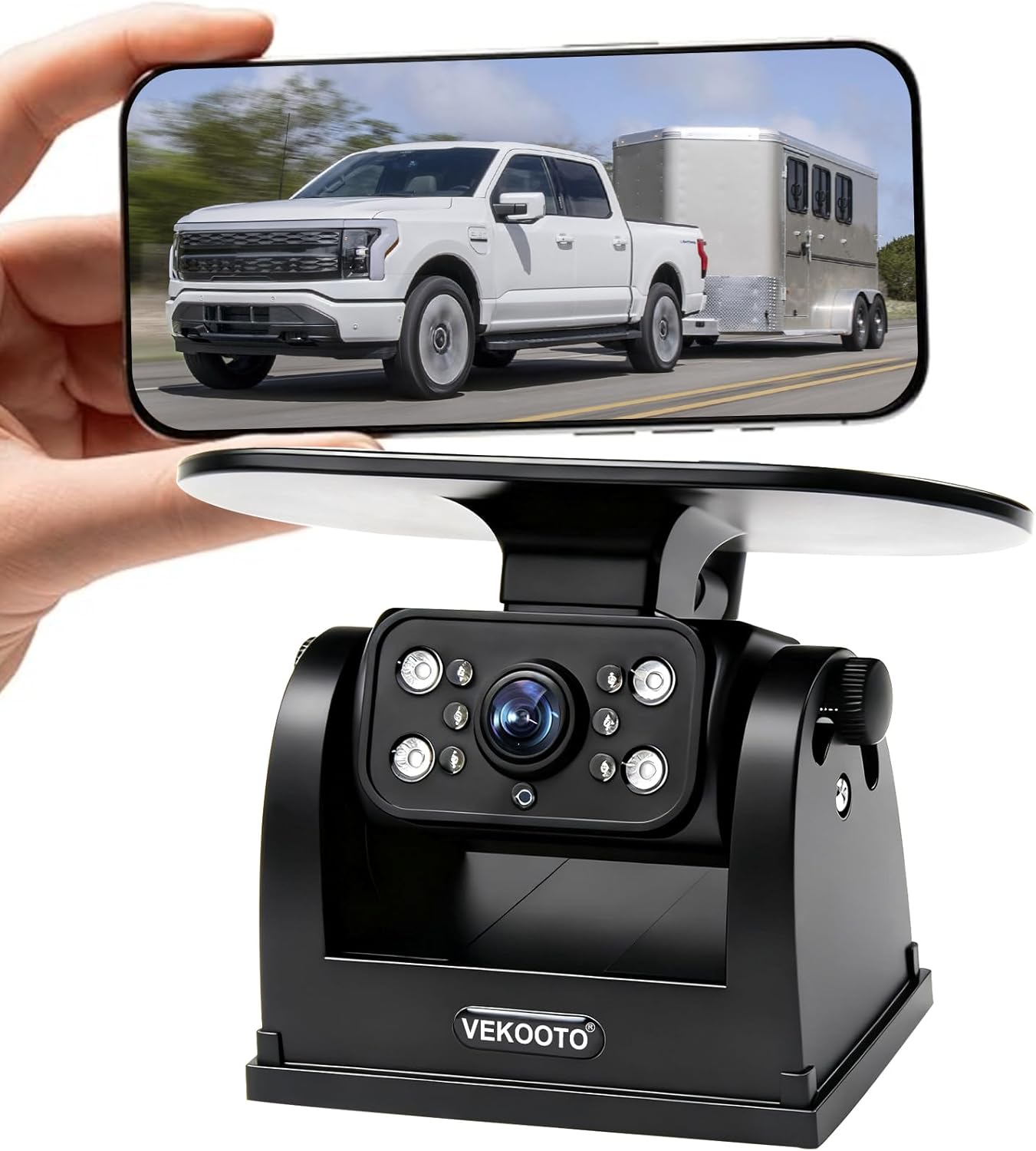 VEKOOTO MZ6 WiFi Magnetic Solar Backup Camera Rechargeable Battery Wireless for Truck RV Trailer Car Easy Hitching Gooseneck Horse Boat Travel Trailer Fifth Wheels RV Camper Reverse