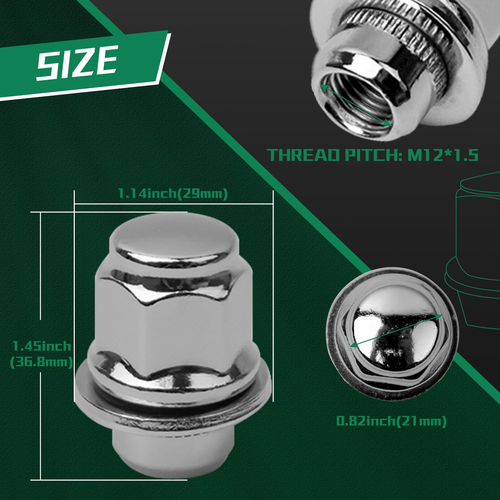 M12x1.5 Lug Nuts 20PCS 13/16