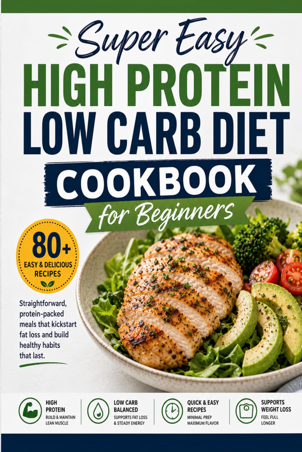 Super Easy High Protein Low Carb Diet Cookbook for Beginners: 80 Simple & Flavorful Recipes to Boost Metabolism, Burn Fat, and Sustain Energy Without the Stress