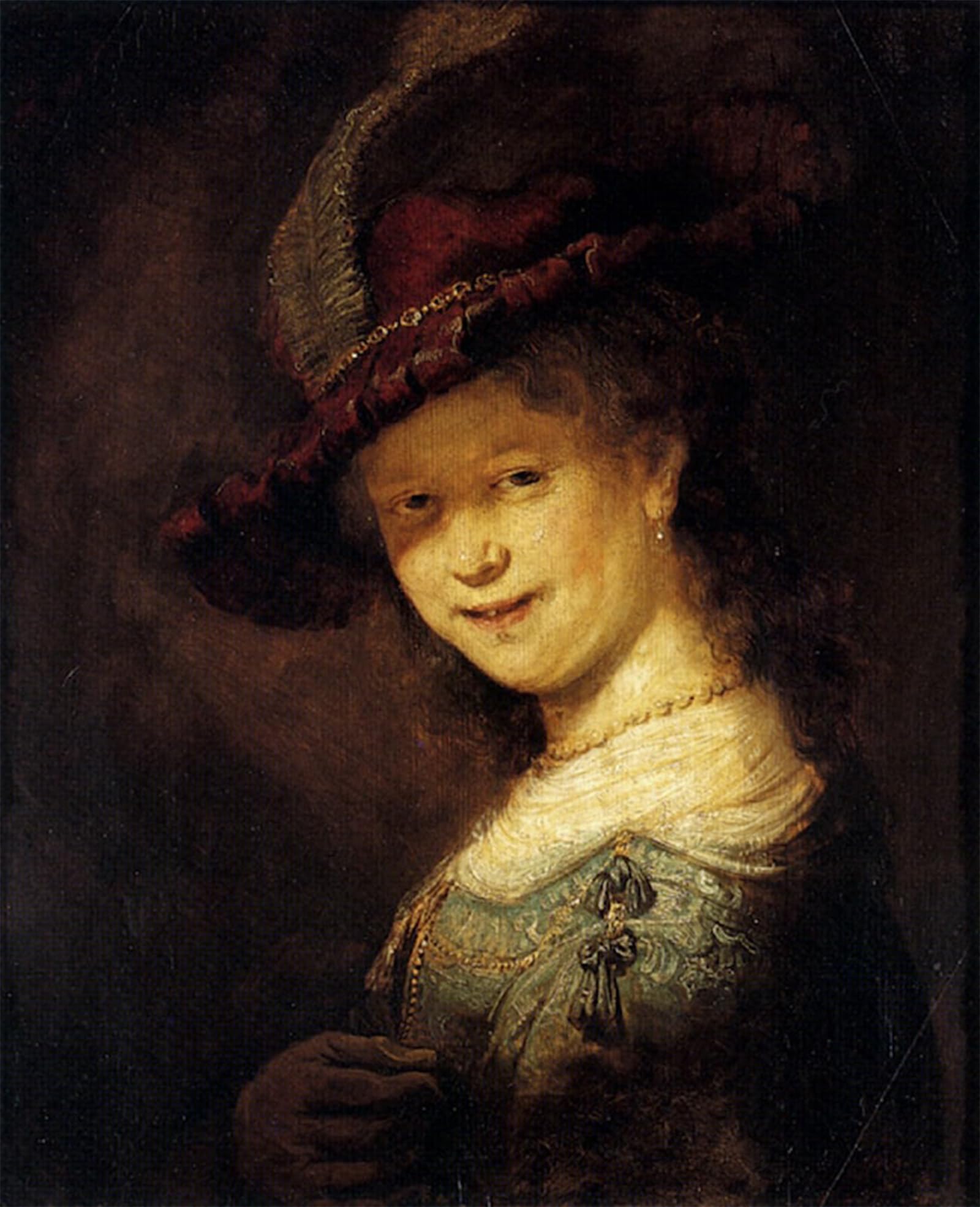 ARTXLXXBN Famous Painting Art Wall Decor Abstract Art Picture Saskia Laughing by Rembrandt Animal Pictures for Home Decor 60x90cm