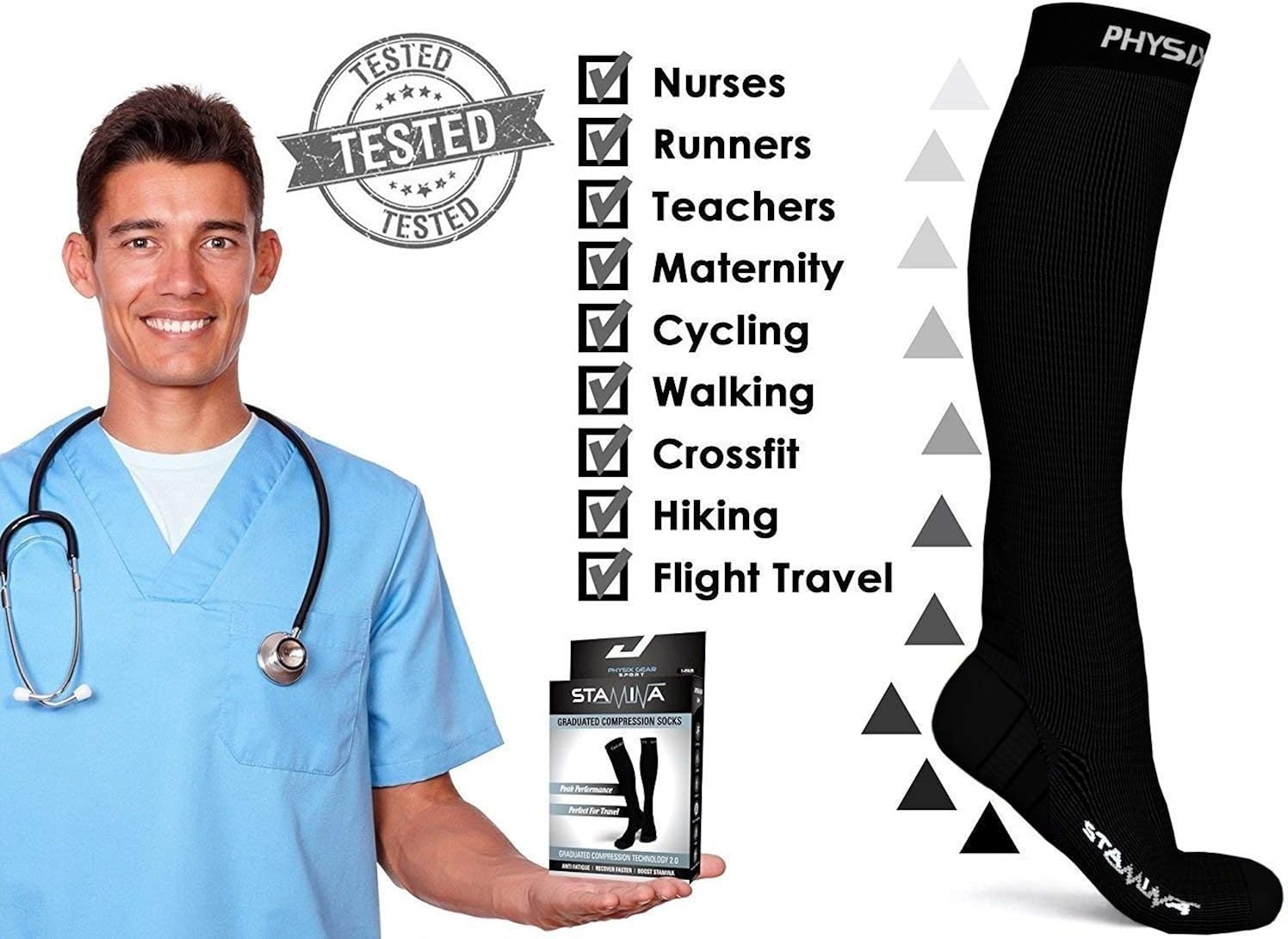 Physix Gear Compression Socks for Men & Women (2030 mmhg) Best