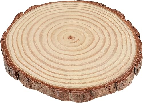 Miniatura 9 de HAKZEON 14 piezas de rebanadas de madera natural de 6 a 7 pulgadas, redondas de madera de 3/5 pulgadas de grosor con corteza, discos de madera sin