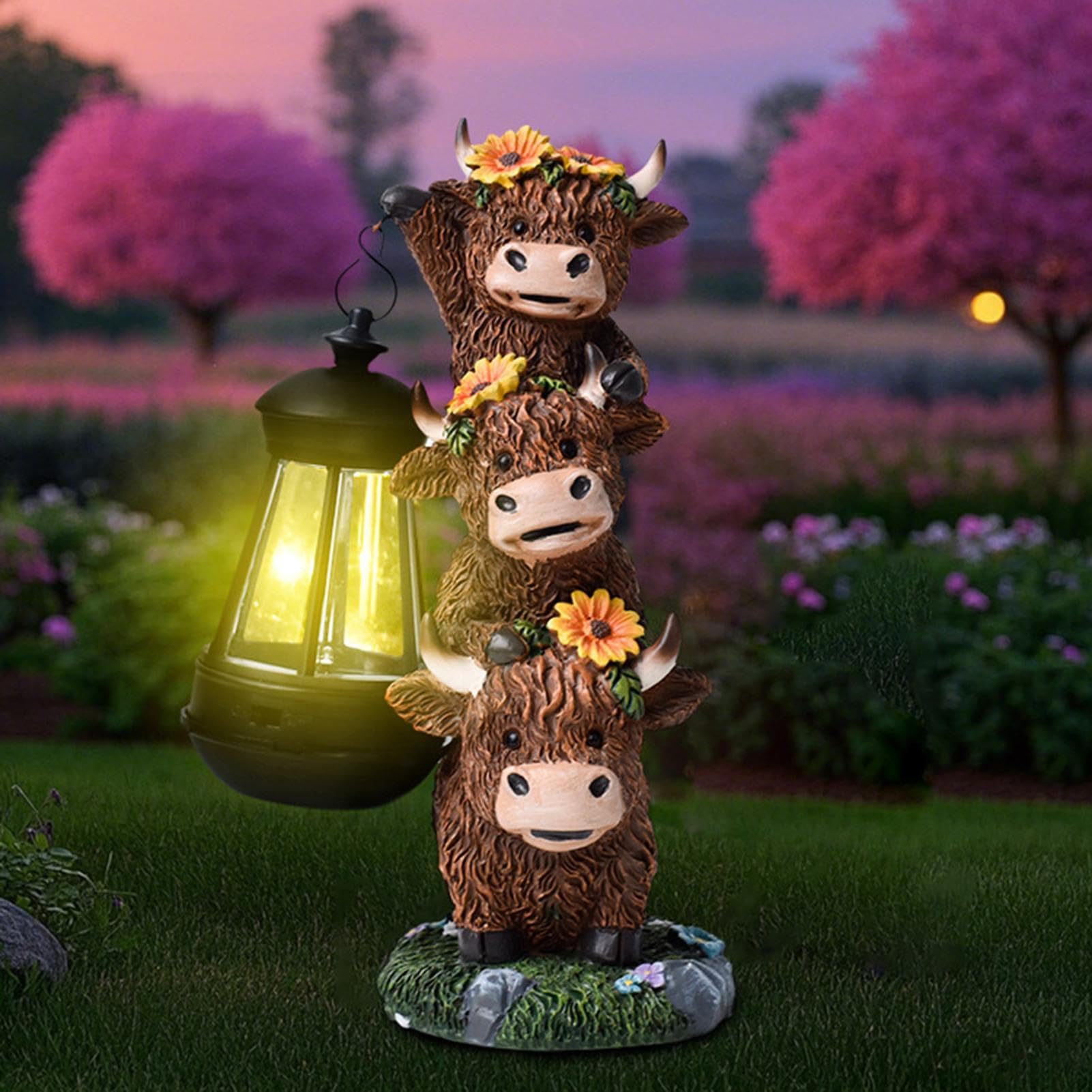 Statua di bestiame solare per giardino, cartello di benvenuto decorativo per giardino, statuetta di Bovina multiuso, decorazione per terrazza per casa, hotel o fattoria