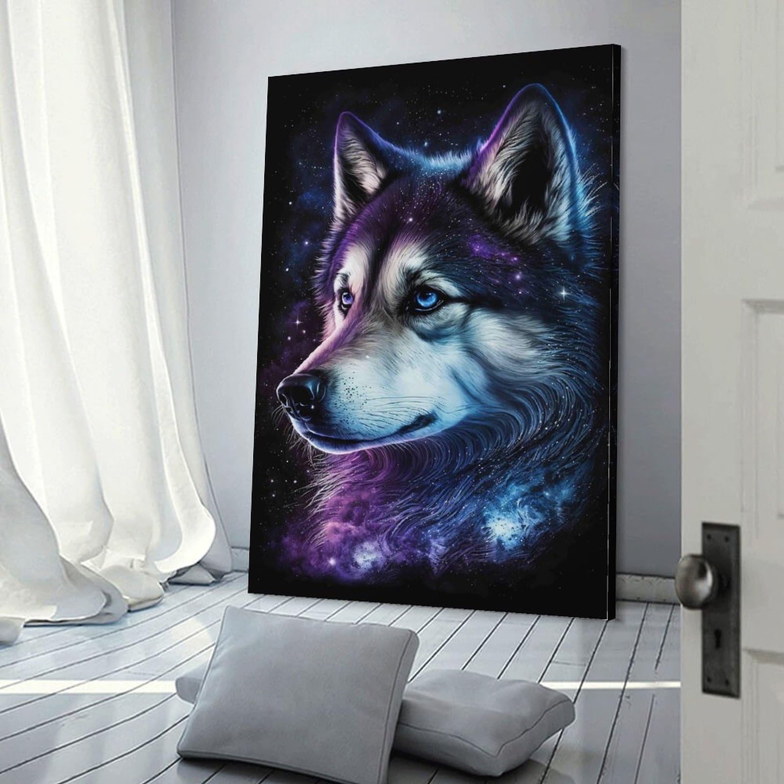 Galaxie Wolf Leinwand Bild 3D-Druck Wohn-Deko wasserfest Schlafzimmer nan