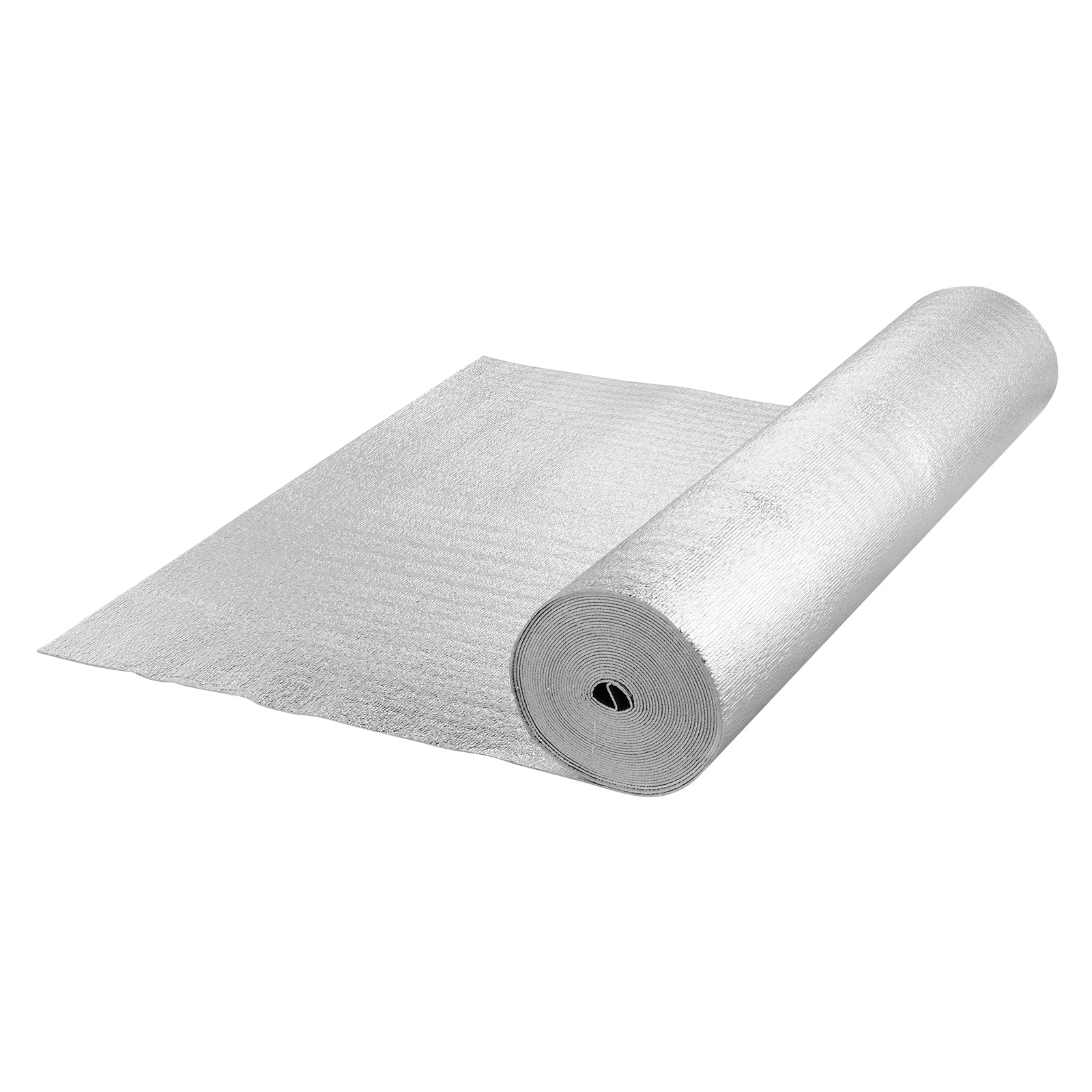 VEVOR Aislamiento Térmico Reflectante Doble Rollo de Aislamiento Barrera Radiante 15,24x1,22 m Núcleo de Espuma EPE Espesor de 3,2 mm Lámina de Aluminio Doble Cara para Ventana, Techo de RV