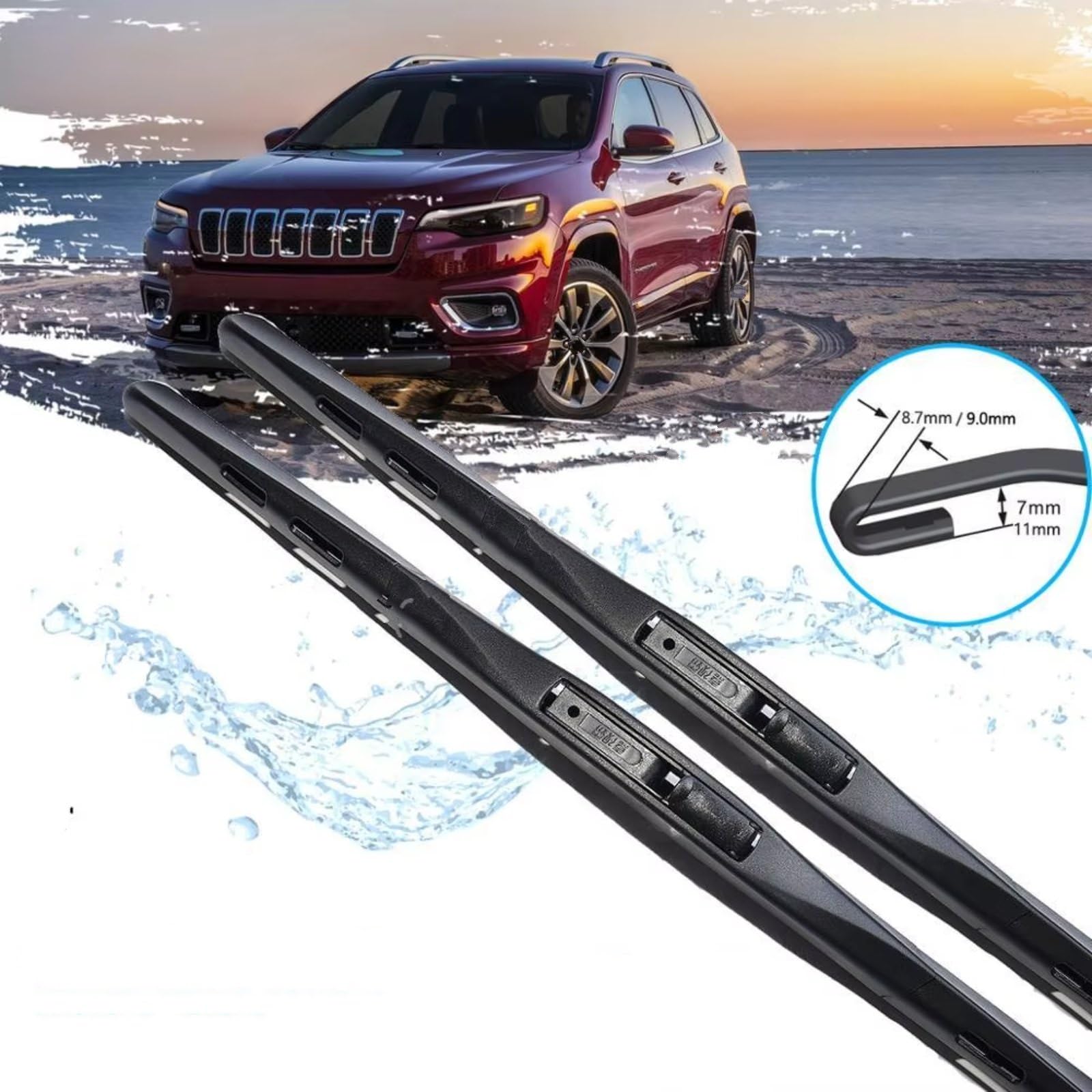 Kit Tergicristallo Compatibile Con Jeep Per Cherokee Per KL 2014 2015 2016 2017 2018 2019 Tergicristalli Per Auto Parabrezza Anteriore Parabrezza Accessori Per Auto Adesivi Tergicristalli(A)