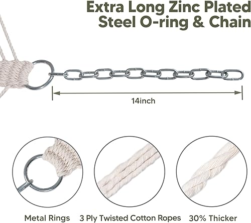 Miniatura 7 de SUNCREAT Hamacas dobles para 2 personas con almohada extragrande, hamacas de árbol que no se decoloran para exteriores, azul y aguamarina