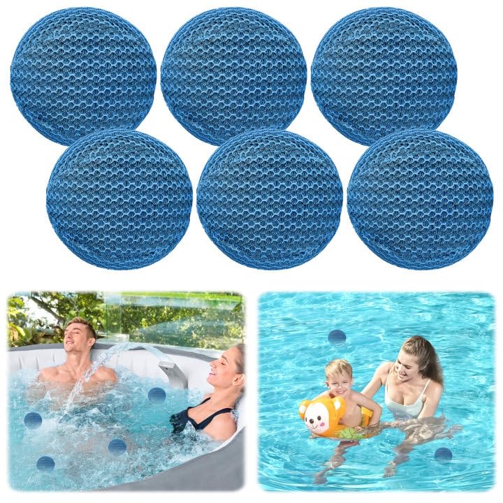 6pcs Hot Tub Scum Absorber,10cm Oil Absorbing Sponges for Scum,Spa & Pool Scum Eliminating Balls,Reusable Washable Scum Floating Filter to Keep Water Clear Clean for Pool Bath Hot Tub Accessories