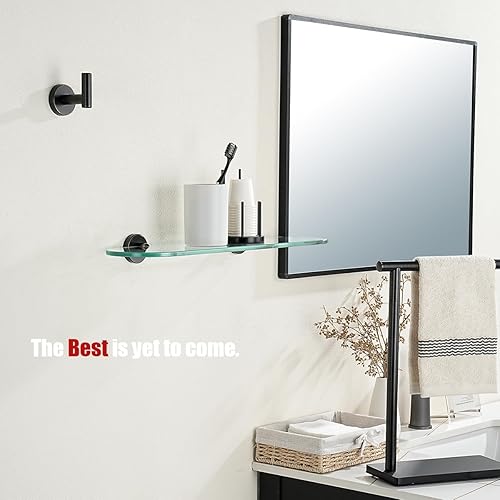 Miniatura 4 de JQK TGS121L20-PB - Estante de vidrio templado para ducha de 20 x 5 pulgadas, acero inoxidable 304 negro mate, TGS121L20-PB