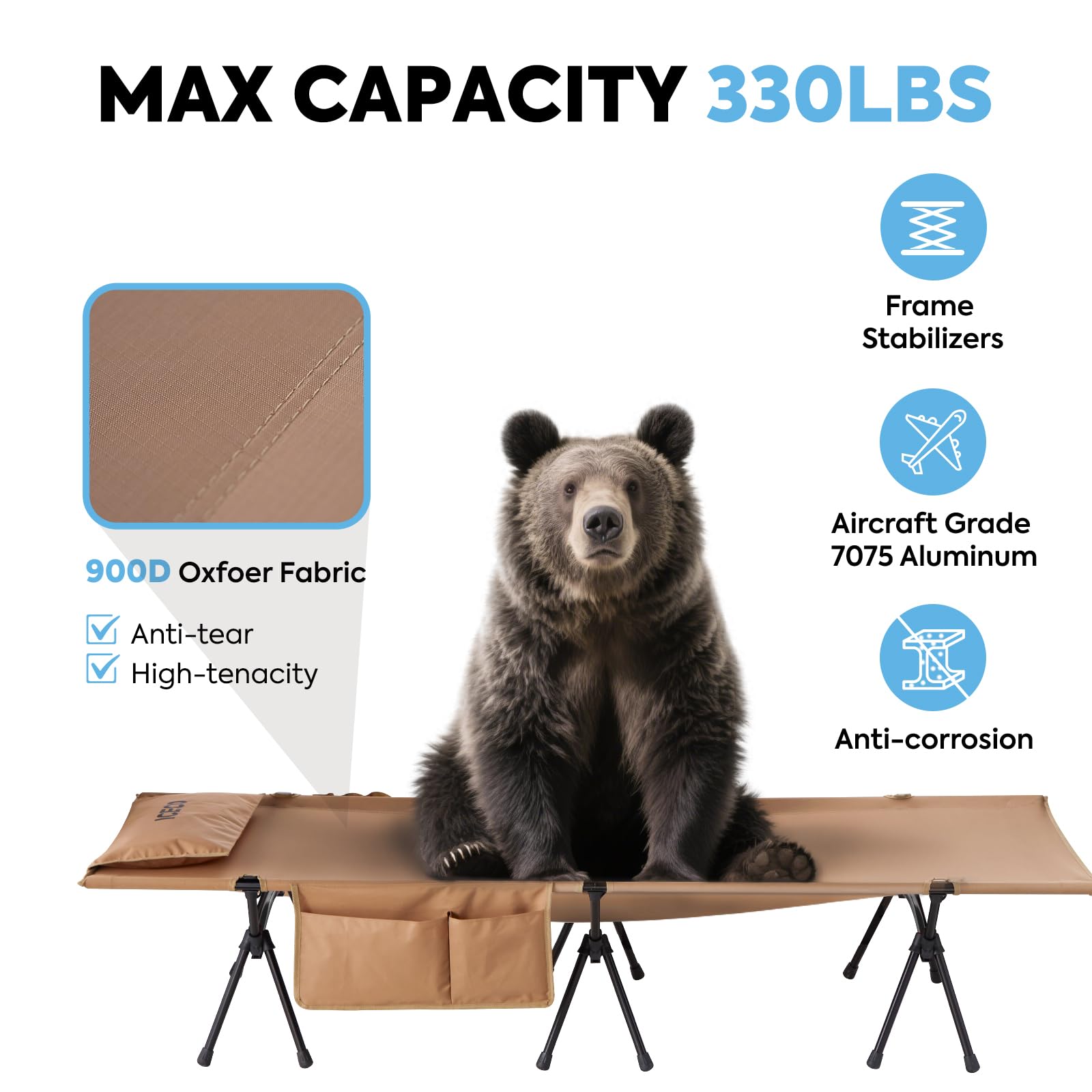 Amazon.com: ICECO Camping Cots for Adults, Height Adjustable with