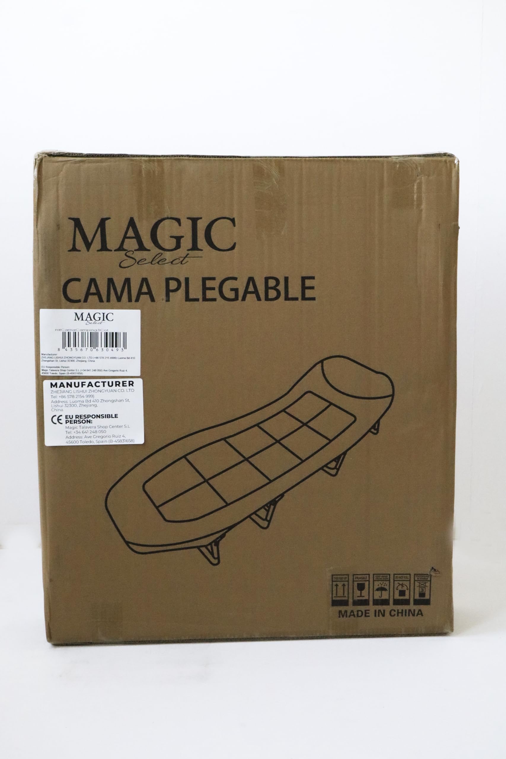 MAGIC SELECT Letto da Campeggio Portatile Imbottito. Lettino Pieghevole da Campeggio. Lettino da Campo.Lettino da Viaggio con Cuscino, Tasca. Cotone e Lino. Approccio al Carbonio (200x63 cm).