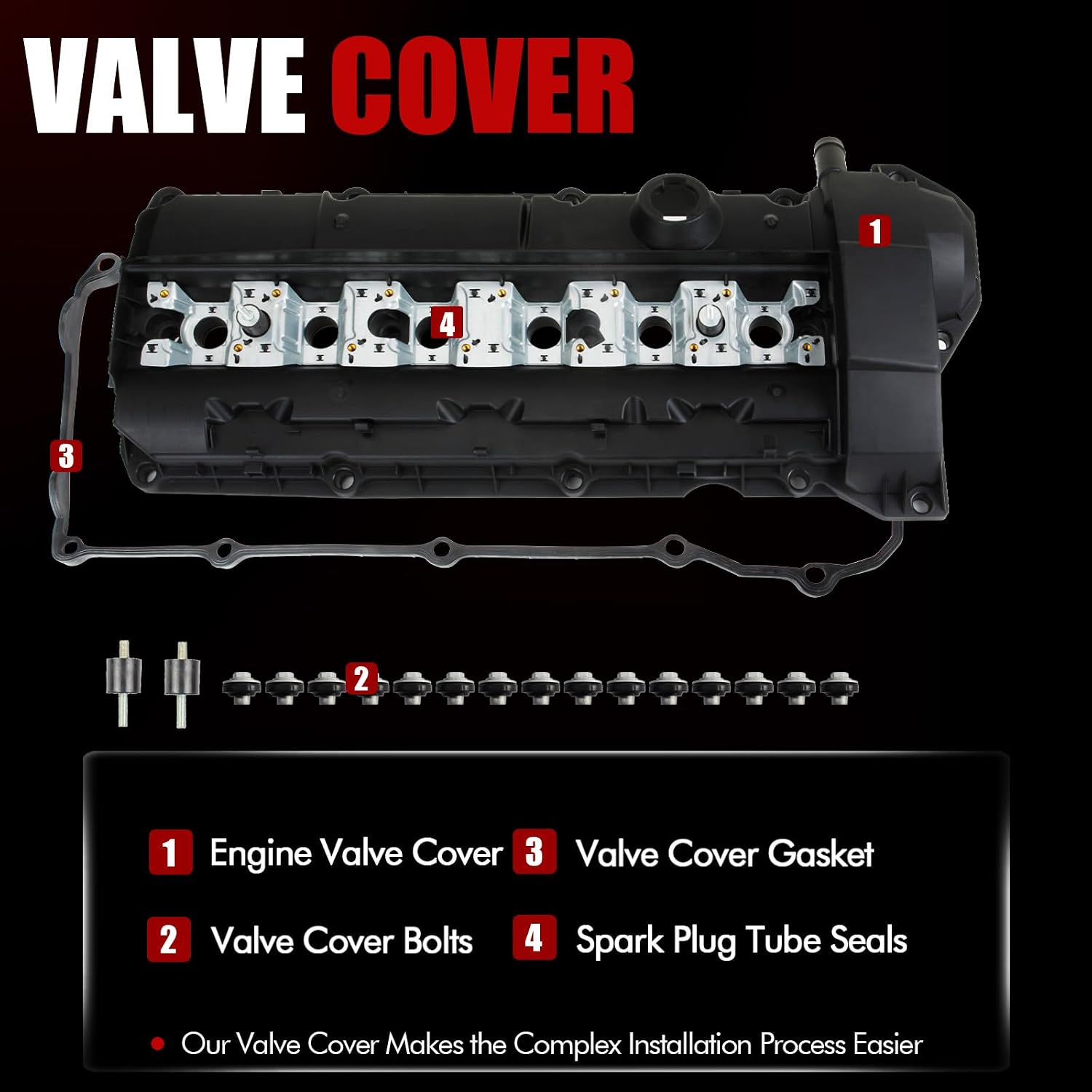 MITZONE Valve Cover with Gasket Bolts Compatible with 1996-2000 BMW 328is 328i 323is 323i 528i Z3 M3