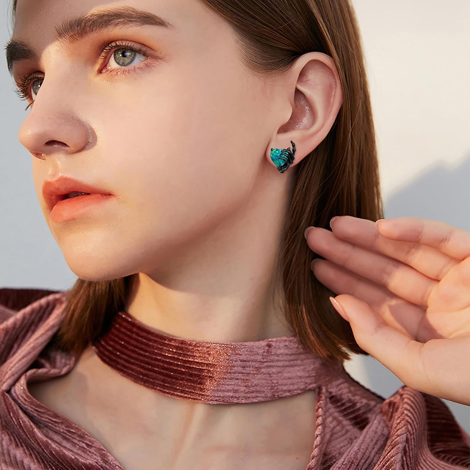 OHAYOO Skeleton Earrings for Women 925 Sterling Silver Skull Earrings Gothic Jewelry Gifts for Women