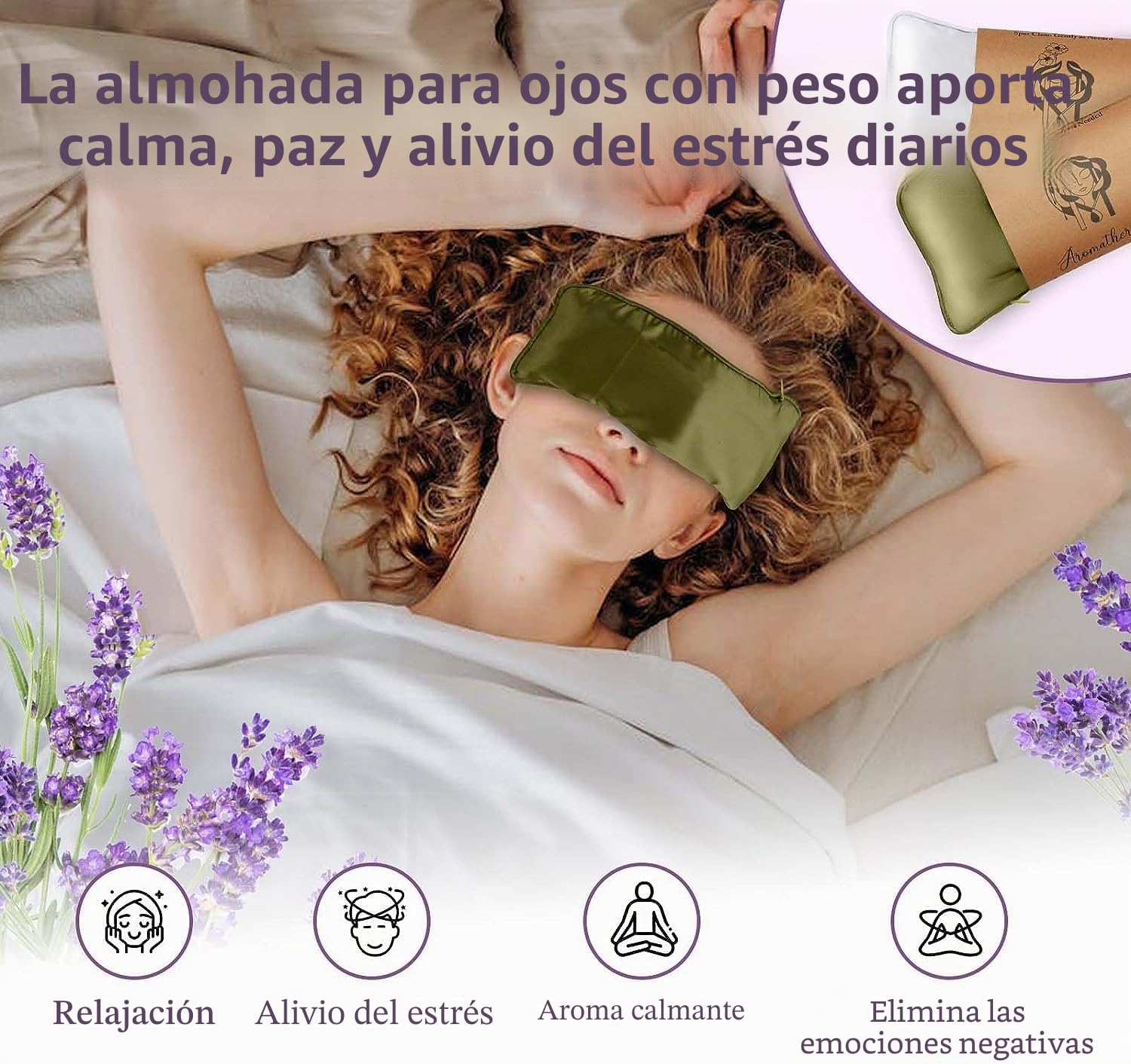 Hihealer Almohada de seda para ojos de lavanda para relajarse, máscara de ojos pesada para yoga, spa, meditación, compresas húmedas de calor y frío, regalos de relajación para mujeres/hombres