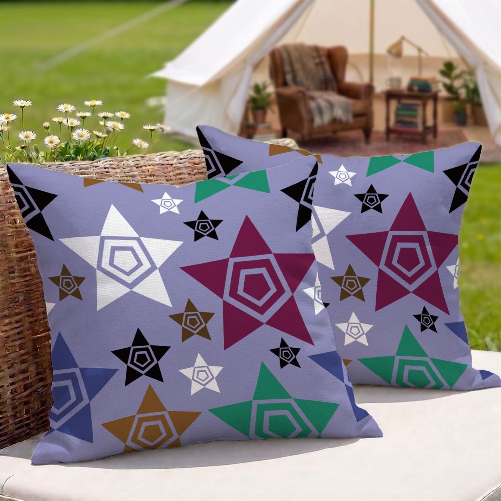 Housses coussin extérieur imperméables 50x50 taie oreiller déperlante jardin balcon violet