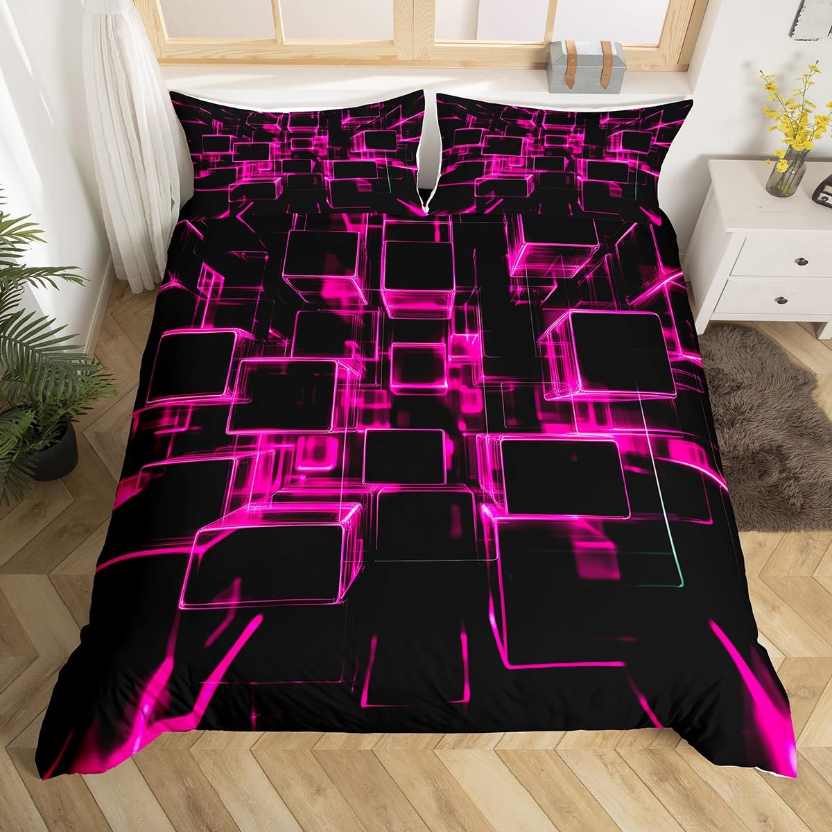 Homewish Girly Pink And Black Kids Duvet Cover