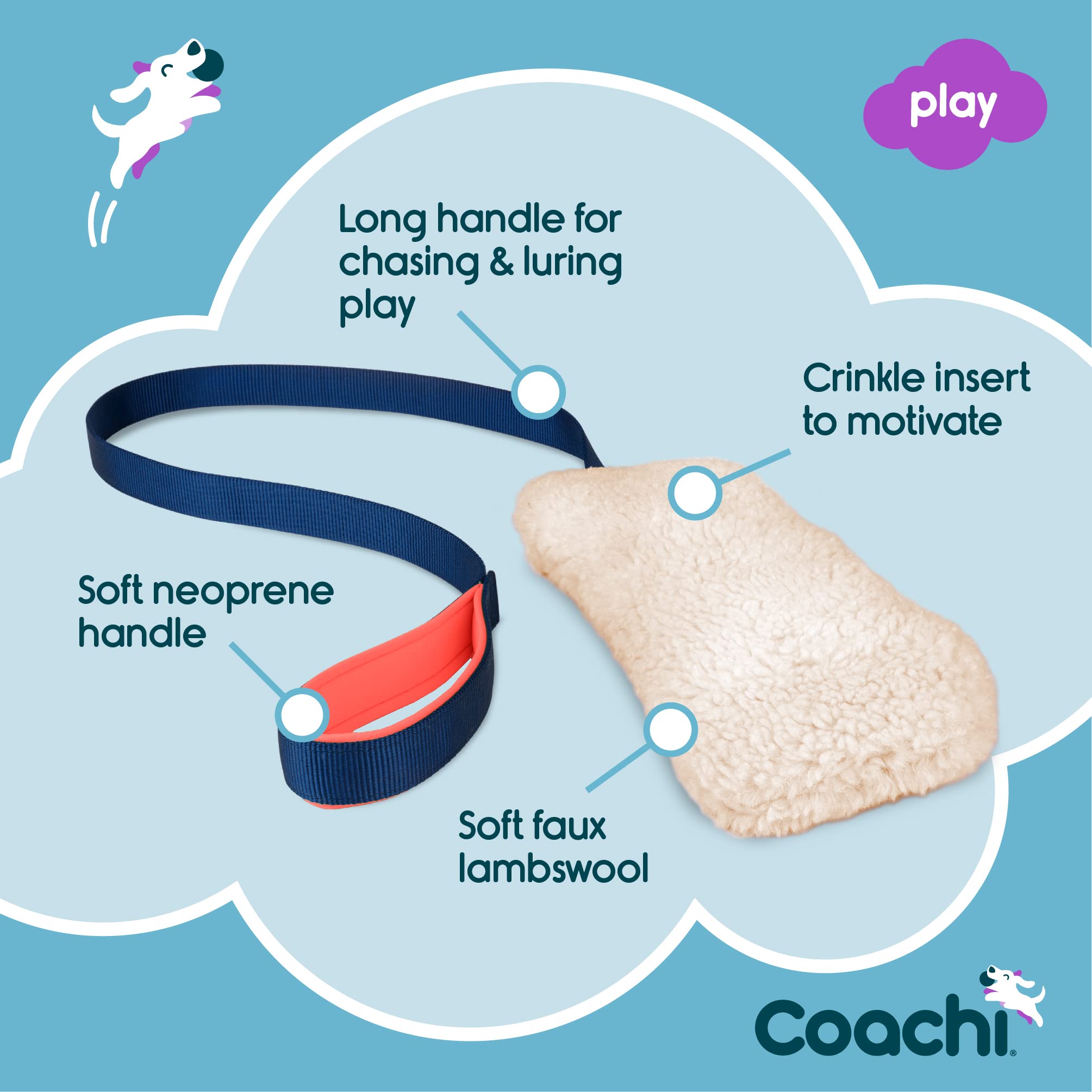 Coachi Chase & Crinkle, Great for Chase & Play, Soft & Crinkly, Lightweight, Safe & Fun, Reward Training, Recall, Interrupting Biting & Chewing, Ideal For Agility. Suitable for Dogs & Puppies