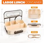 Boîte à Bento pour adultes avec 4-Compartment Boîte à Bento sans danger avec cuillère à soupe et micro-ondes