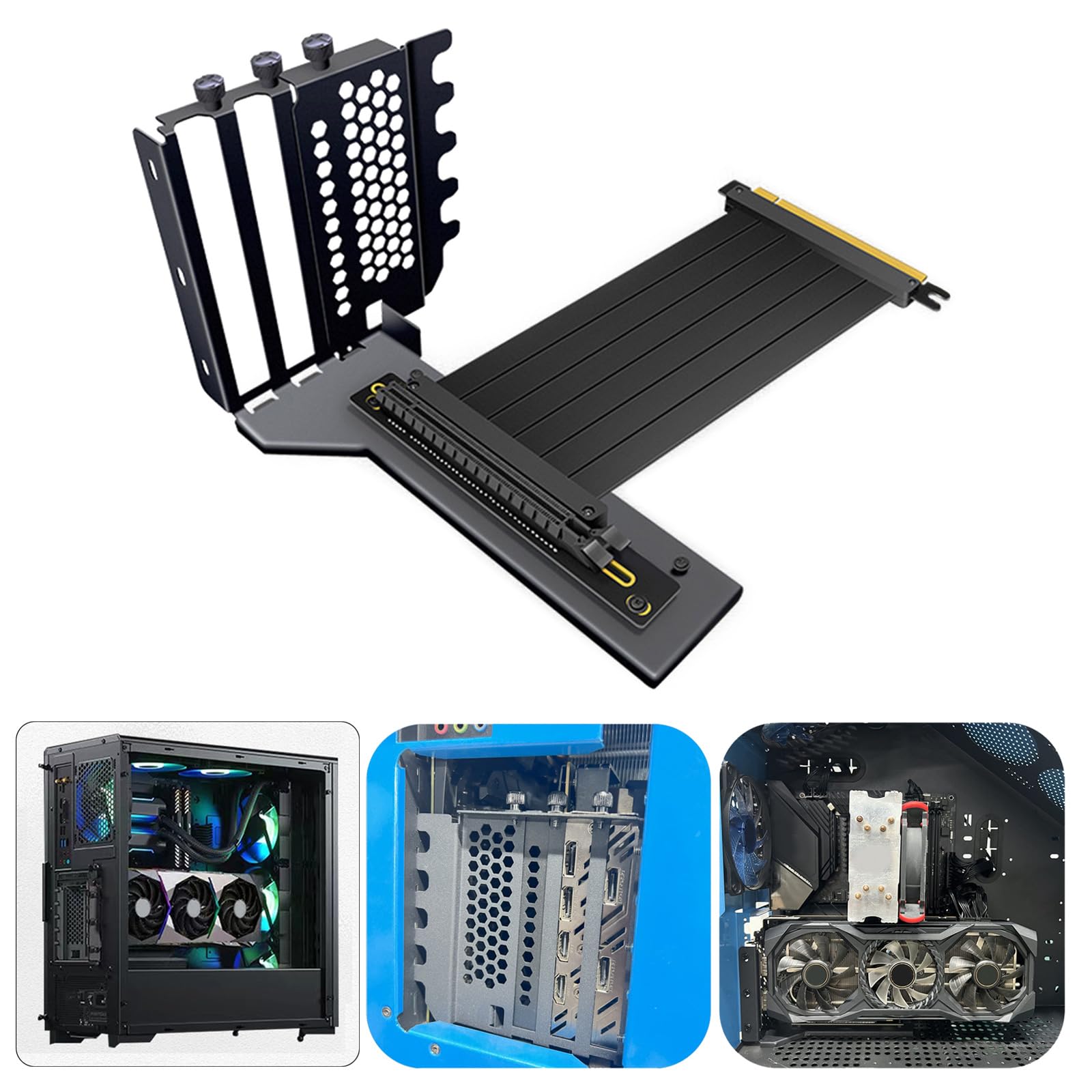 Soporte de ranura PCIE3.0, soporte vertical de GPU, soporte de montaje de dirección para tarjeta gráfica, con cable PCIE3.0 X16 para