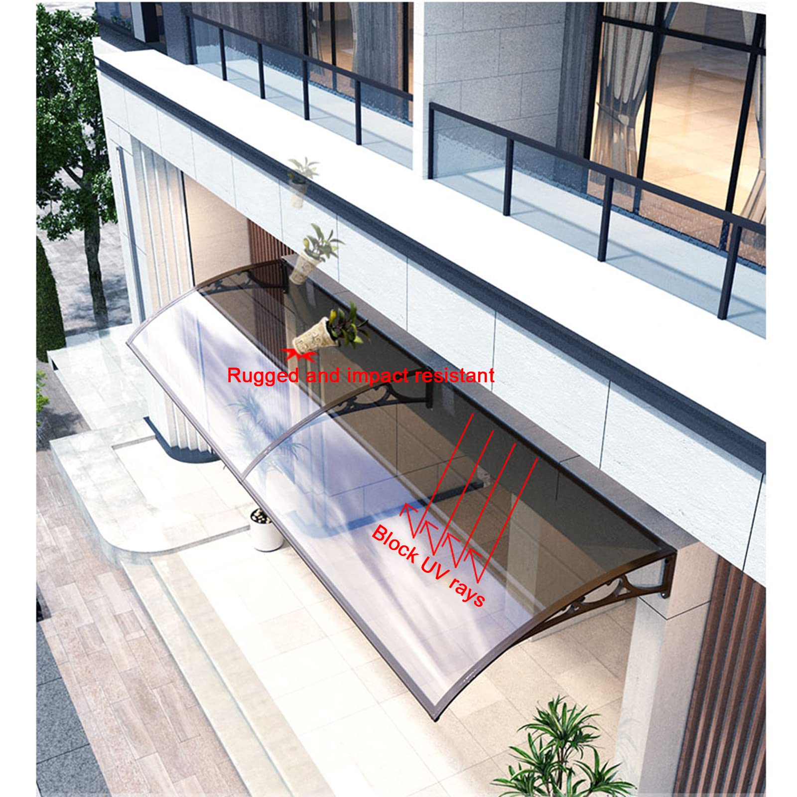 Toldo ligero para puerta delantera, toldo para exteriores, impermeable, refugio contra la lluvia para puerta trasera, porche, ventana, patio, toldo, toldo para puerta, cubierta de policarbonato, prote