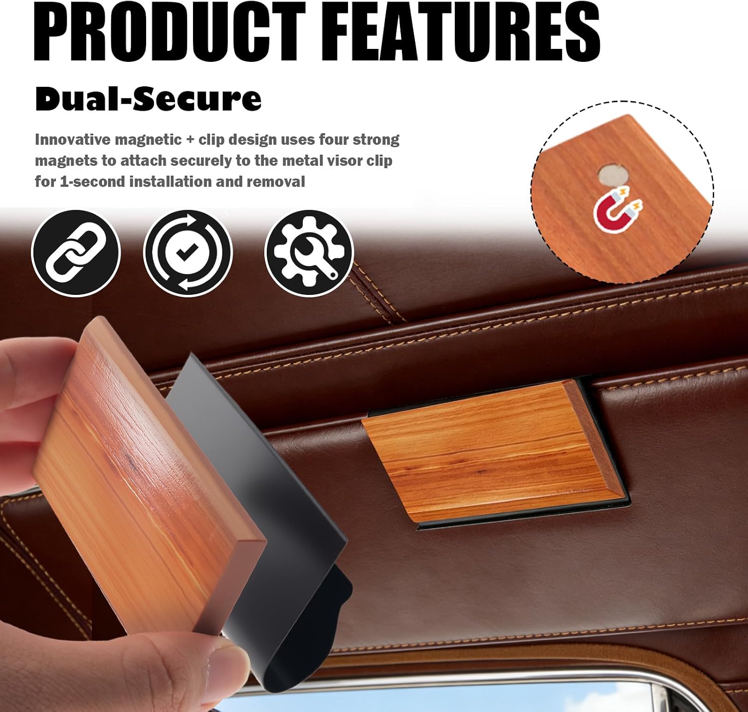 Wood Car Air Freshener,Magnetic Wood Car Fresheners Long Lasting for Absorbing Unpleasant Smells,Reusable Wooden Cars Freshener Cars Interior Accessories for Truck & SUVs (Coconut)