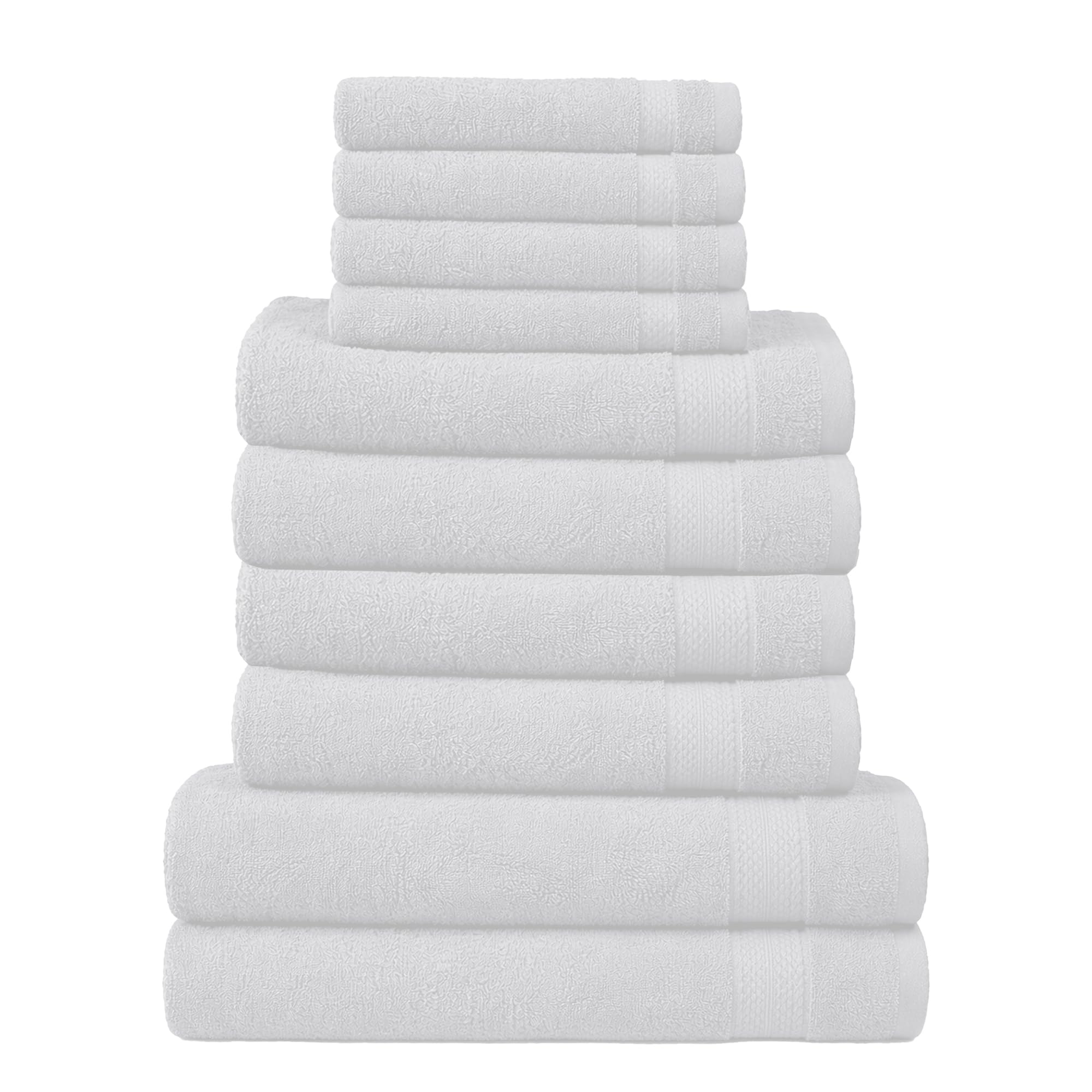 RAYMSTER 10 Piece Egyptian Cotton Towel Set - 2 Bath, 4 Face, & 4 Hand Towels Set for Daily Use - Soft, Highly Absorbent, Quick Dry, and Lightweight - Hotel Spa Quality - 500 GSM (White)