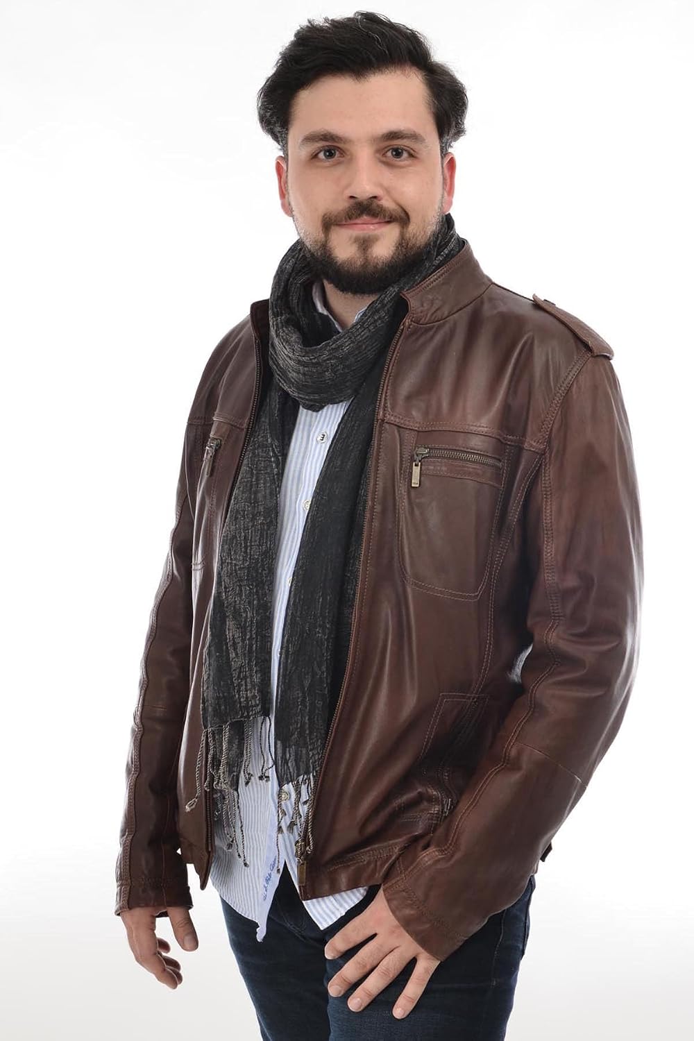 Denim Scarf Black and White Men's Fashion Accessory Cotton Soft Comfortable Casual Style Seasons Wear One Size - Black and White, One Size
