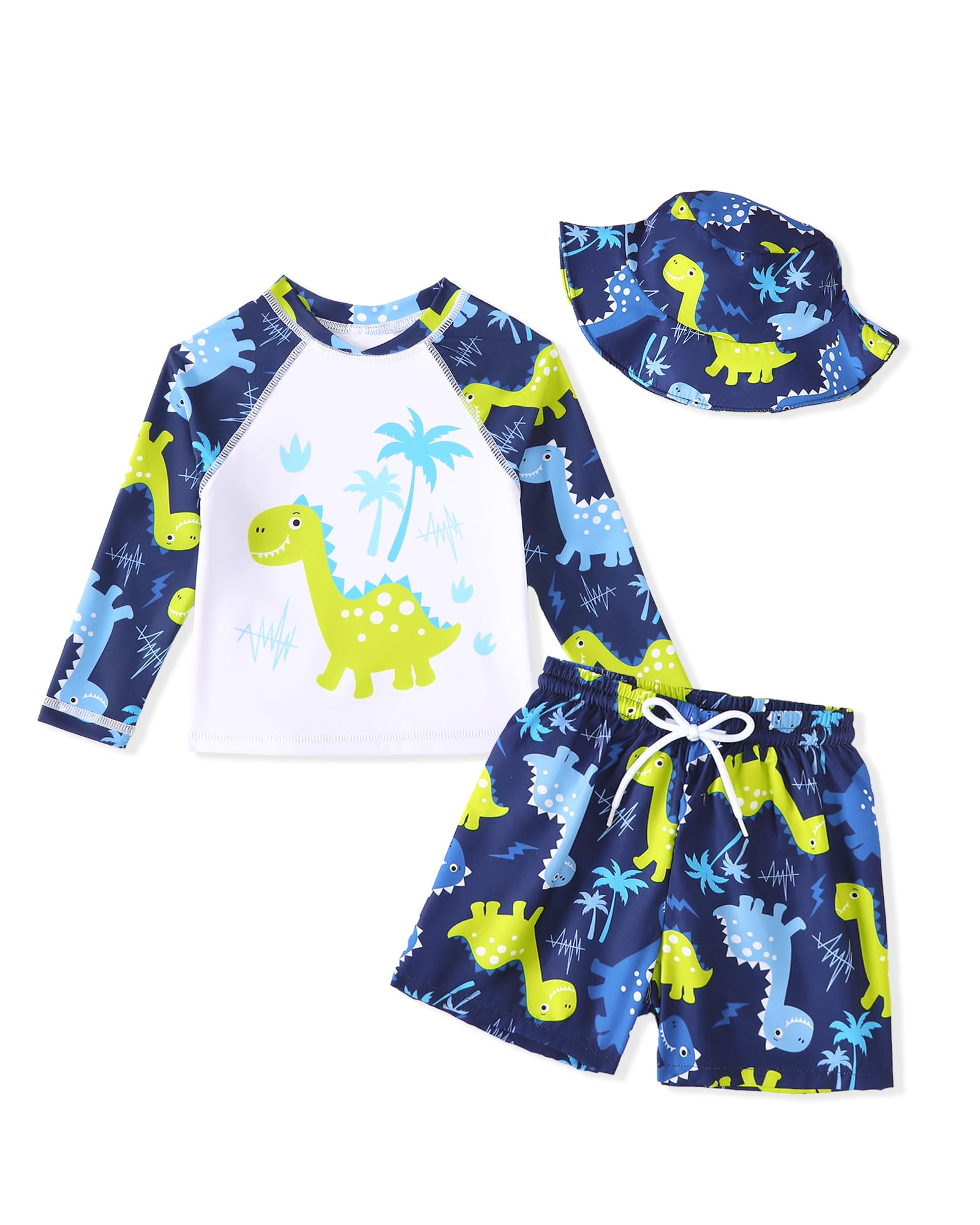 Toddler Swimsuit Boy Baby Boy Swim Set Bathing Suit with Sun Hat Rash Guard Set Swimwear…
