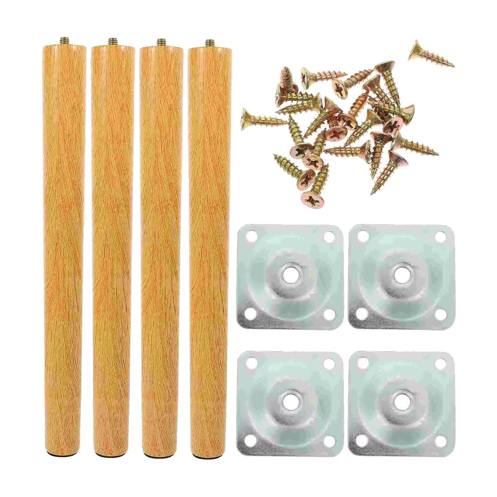 Patas de madera para muebles de 60 cm, fáciles de instalar con tornillos, herrajes resistentes para sofá, cama, armario, patas de madera duraderas para decoración del hogar, mejora el estilo de tus