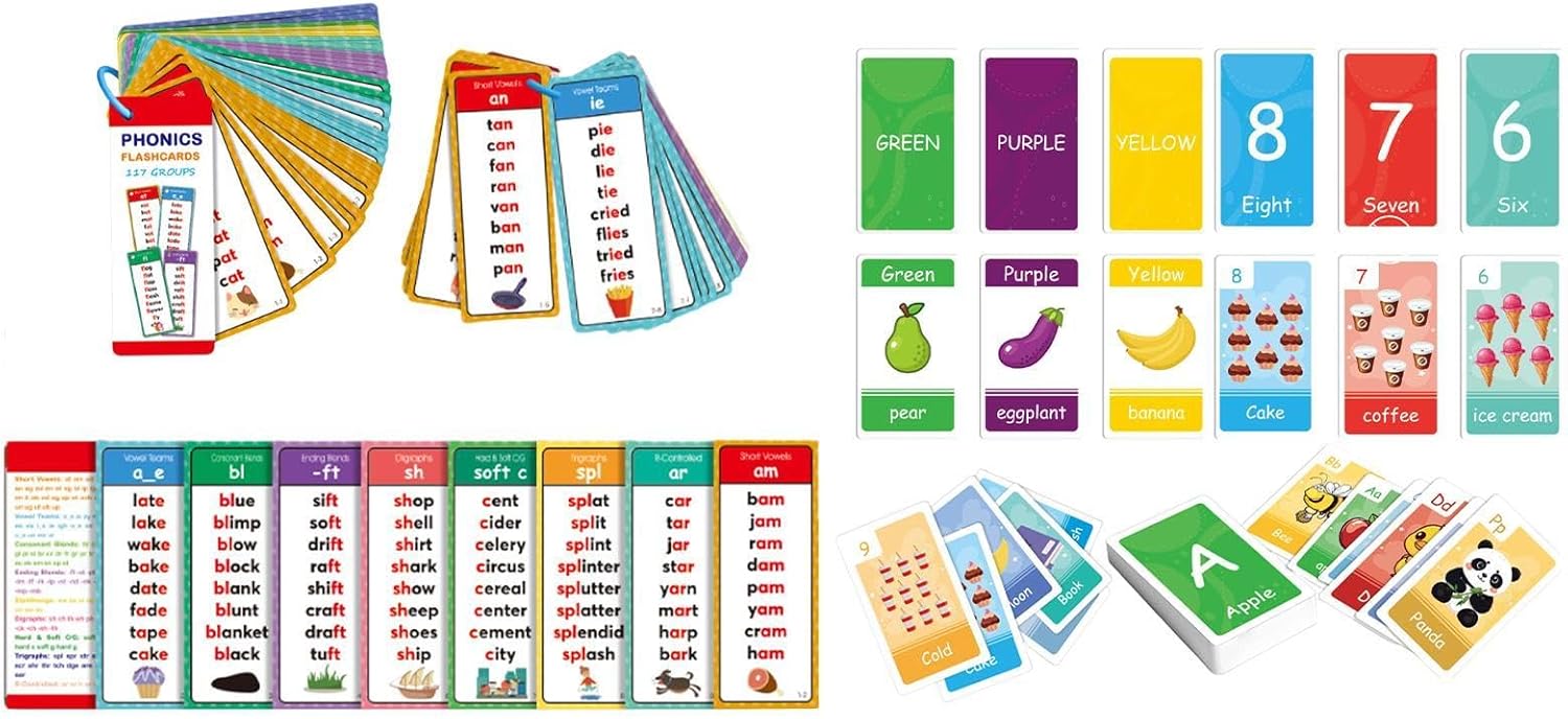 Phonics Flash Cards, with Color Coded Design, 1box, Learn to Read Spelling Reading Sight Words Phonics Games, Word Game Kids Educational Toys, Portable Learning Tool, for Kid's