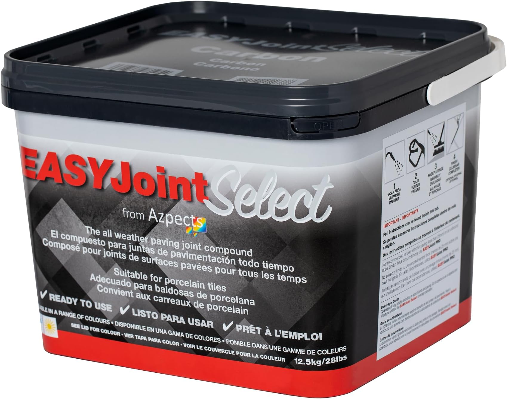 EASYJoint Select Patio Sand Ready Mixed Paving Jointing Compound For Outdoor Ceramic, Porcelain Tiles And More. 12.5kg All Weather, Strong And Durable Sweep In Joint Compound - Carbon