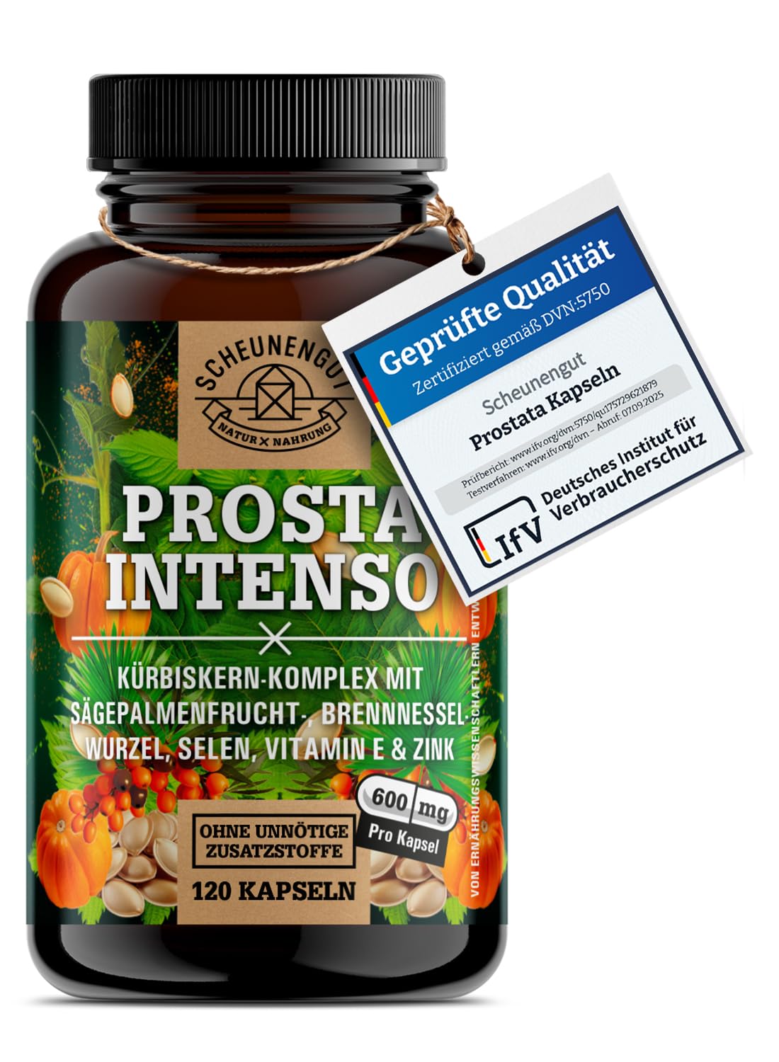 PROSTA INTENSO® Prostata Kapseln -WICHTIG: Markenkomplex mit Sägepalmenextrakt, Brennnesselwurzel, Kürbiskern, Zink, Selen DE SCHEUNENGUT®