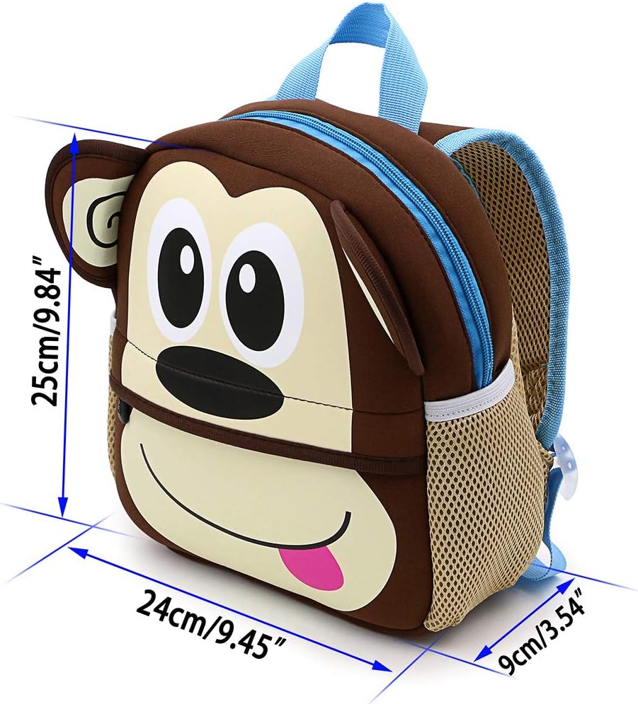 Hipiwe Little Kid Toddler Backpack Baby Boys Girls Kindergarten Pre School Bags Cute Neoprene Cartoon Backpacks (Monkey) - Image 7