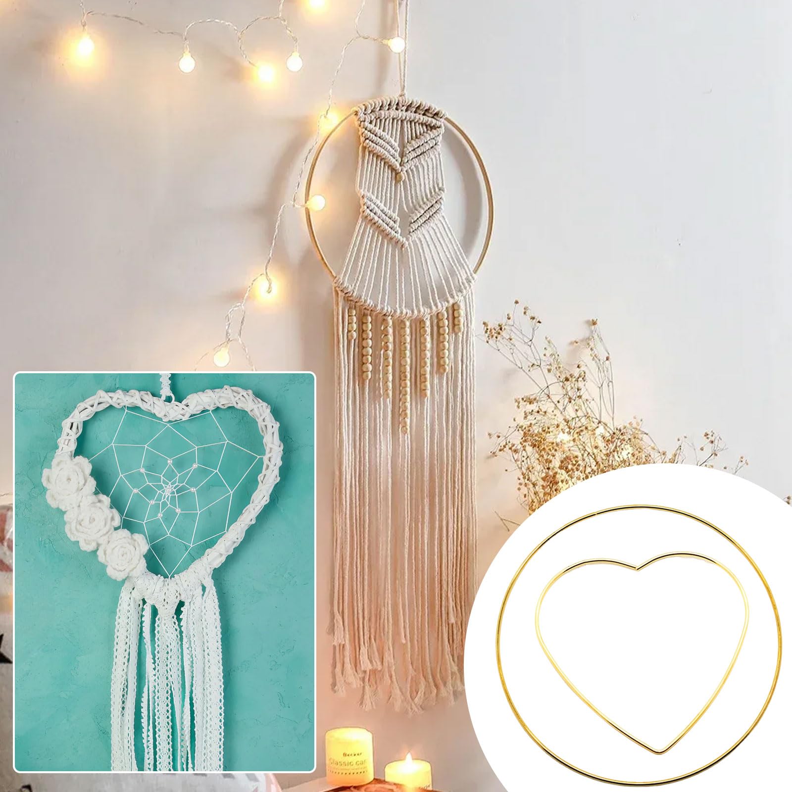 5 Pièces Anneau En Métal étoile, Anneau En Métal Doré Dream Catcher Traum Catcher, Anneaux Métalliques Décoratifs Pour Bricoler, Pour Projets De Bricolage, Décorations De Fêtes, Mariages, Couronnes De